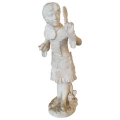 Marble Statue of a Young Girl, circa 1870, Italian