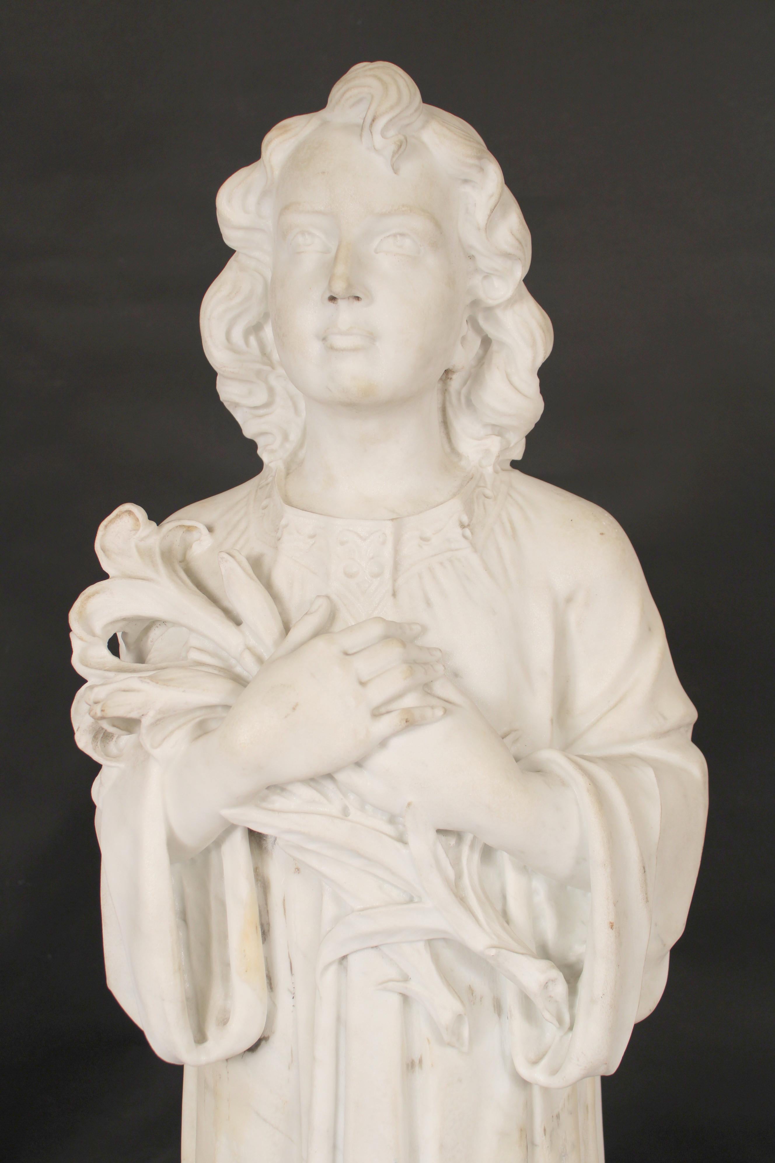 European Marble Statue of a Young Girl For Sale