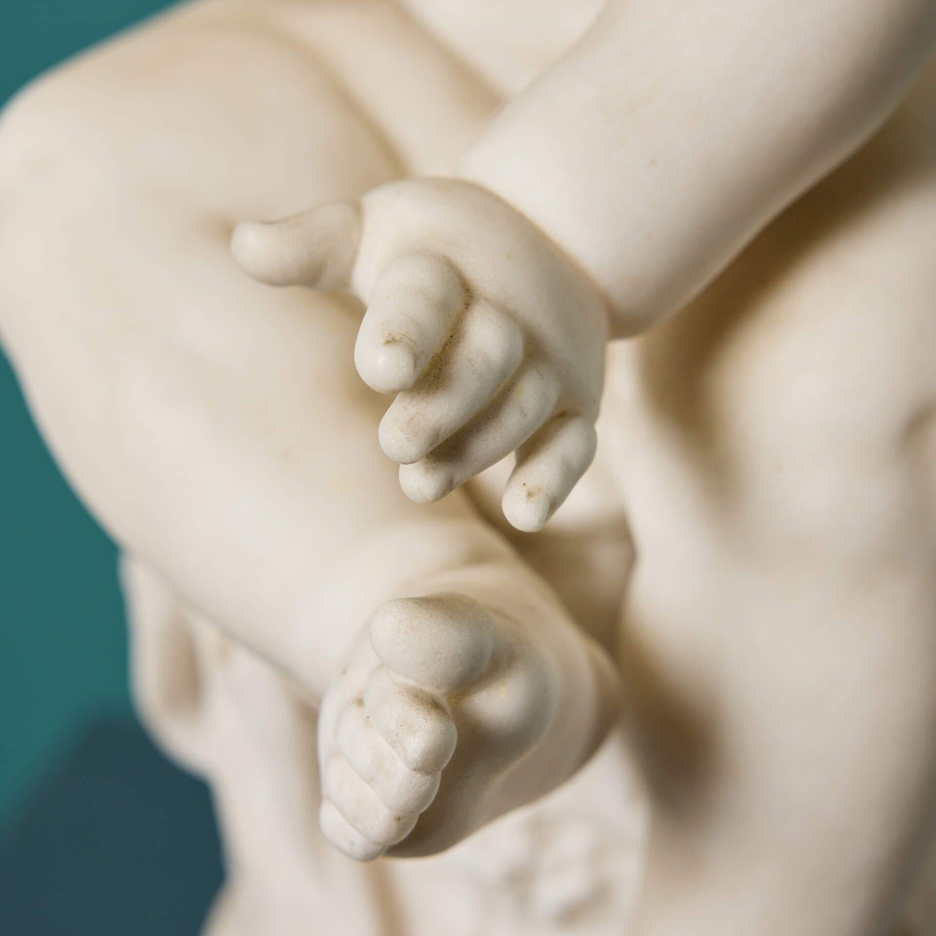Marble Statue of an Infant by Auguste Moreau In Good Condition For Sale In Wormelow, Herefordshire