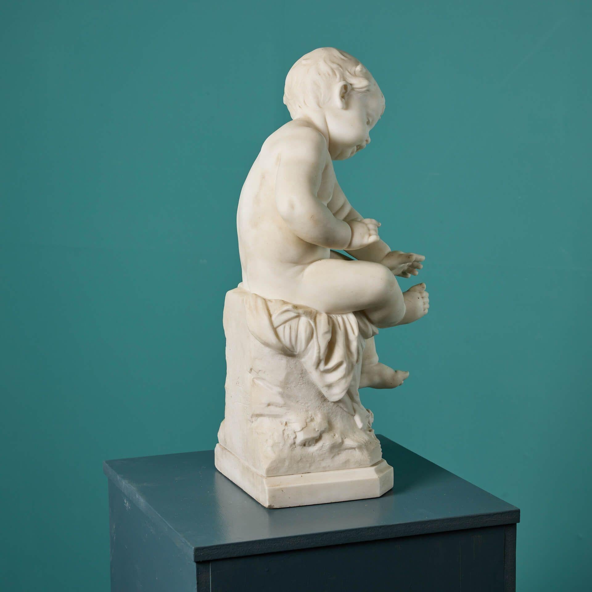 Marble Statue of an Infant by Auguste Moreau For Sale 1