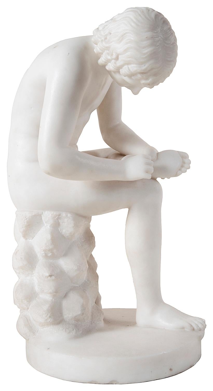 Italian Marble Statue of 'Boy with Thorn', 19th Century