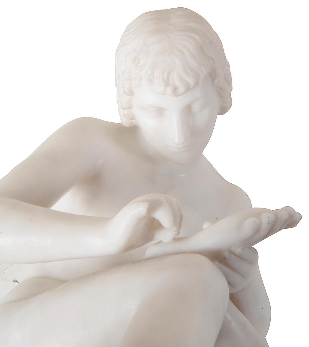 Marble Statue of 'Boy with Thorn', 19th Century In Good Condition In Brighton, Sussex