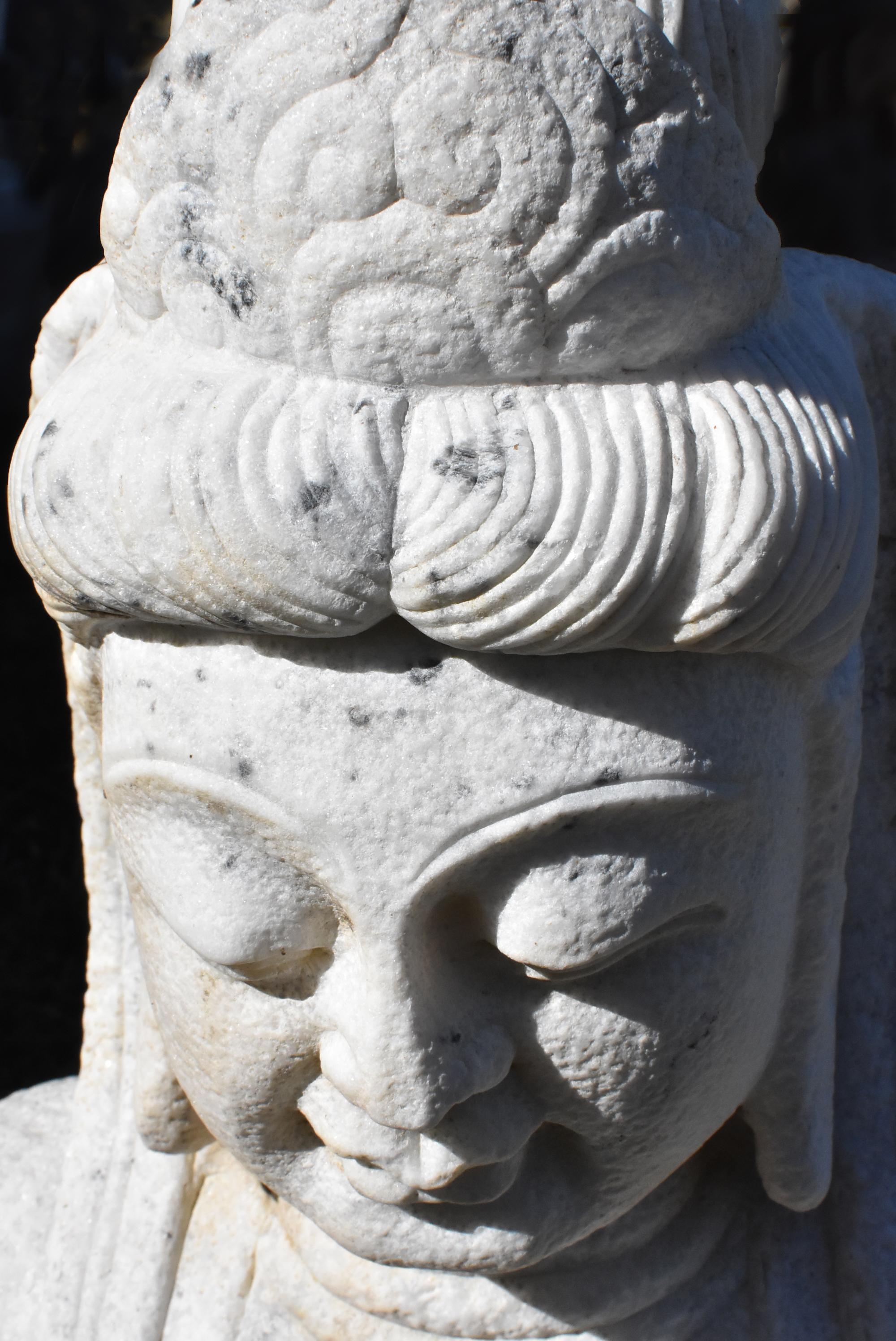 Large Marble Statue of Kwan Yin Avalokiteshara For Sale 13
