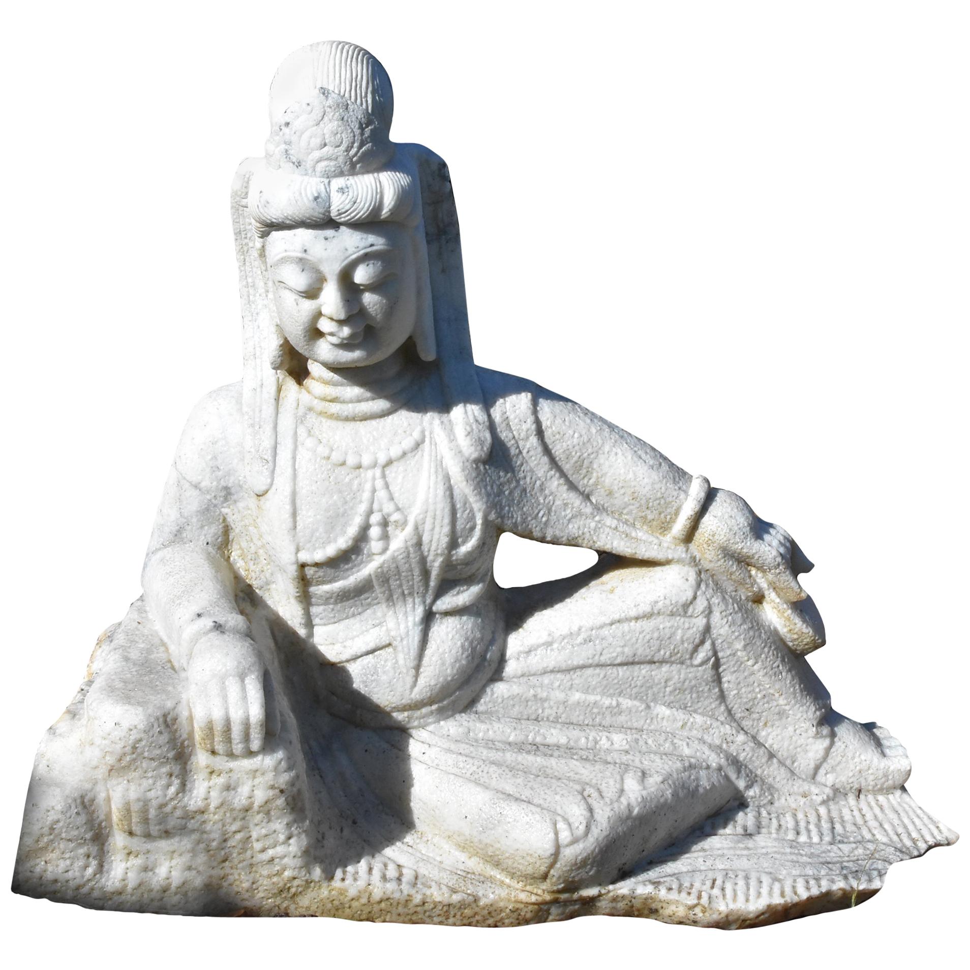 Marmorstatue des Kwan Yin Avalokiteshara, große Buddha-Skulptur