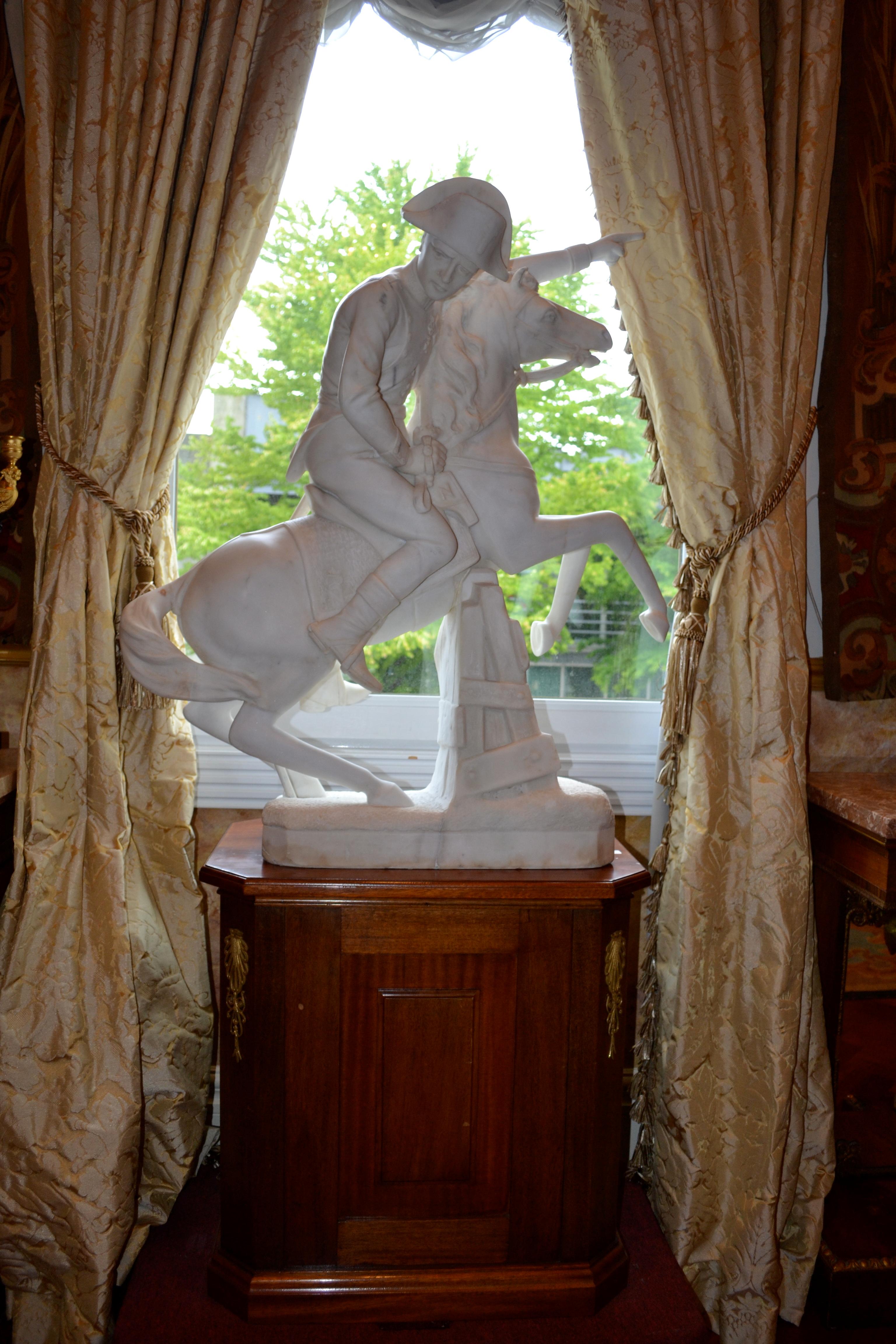 19th Century Marble statue of Napoleon Crossing the Alps after a painting by Jacques L David For Sale