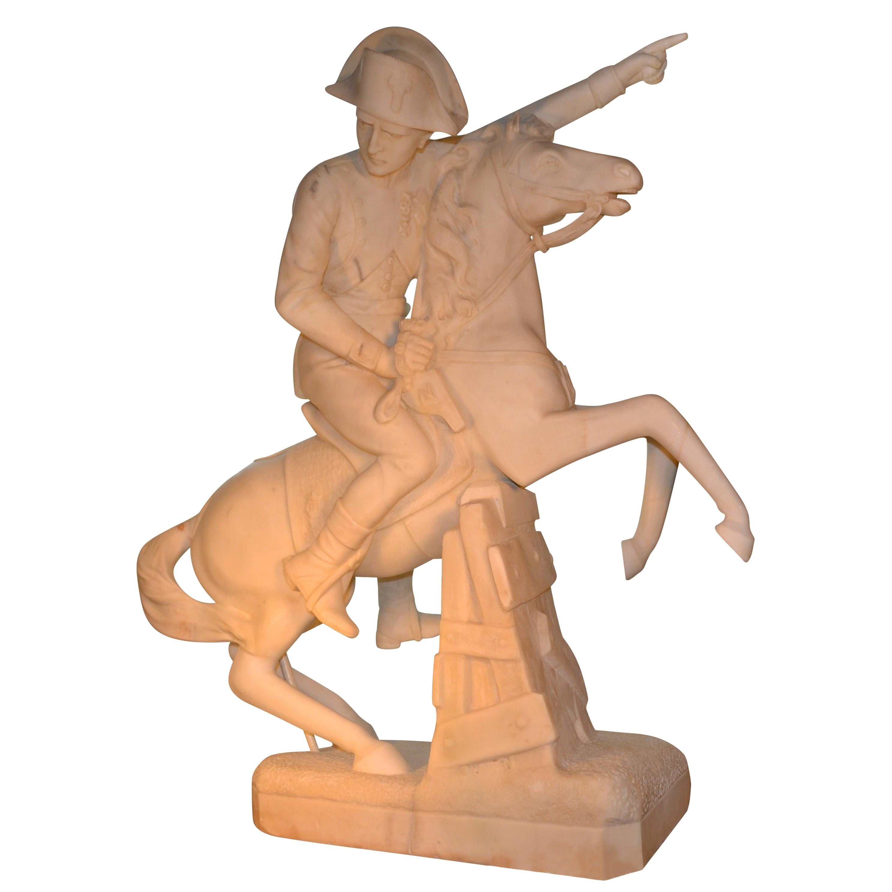 Marble statue of Napoleon Crossing the Alps after a painting by Jacques L David For Sale