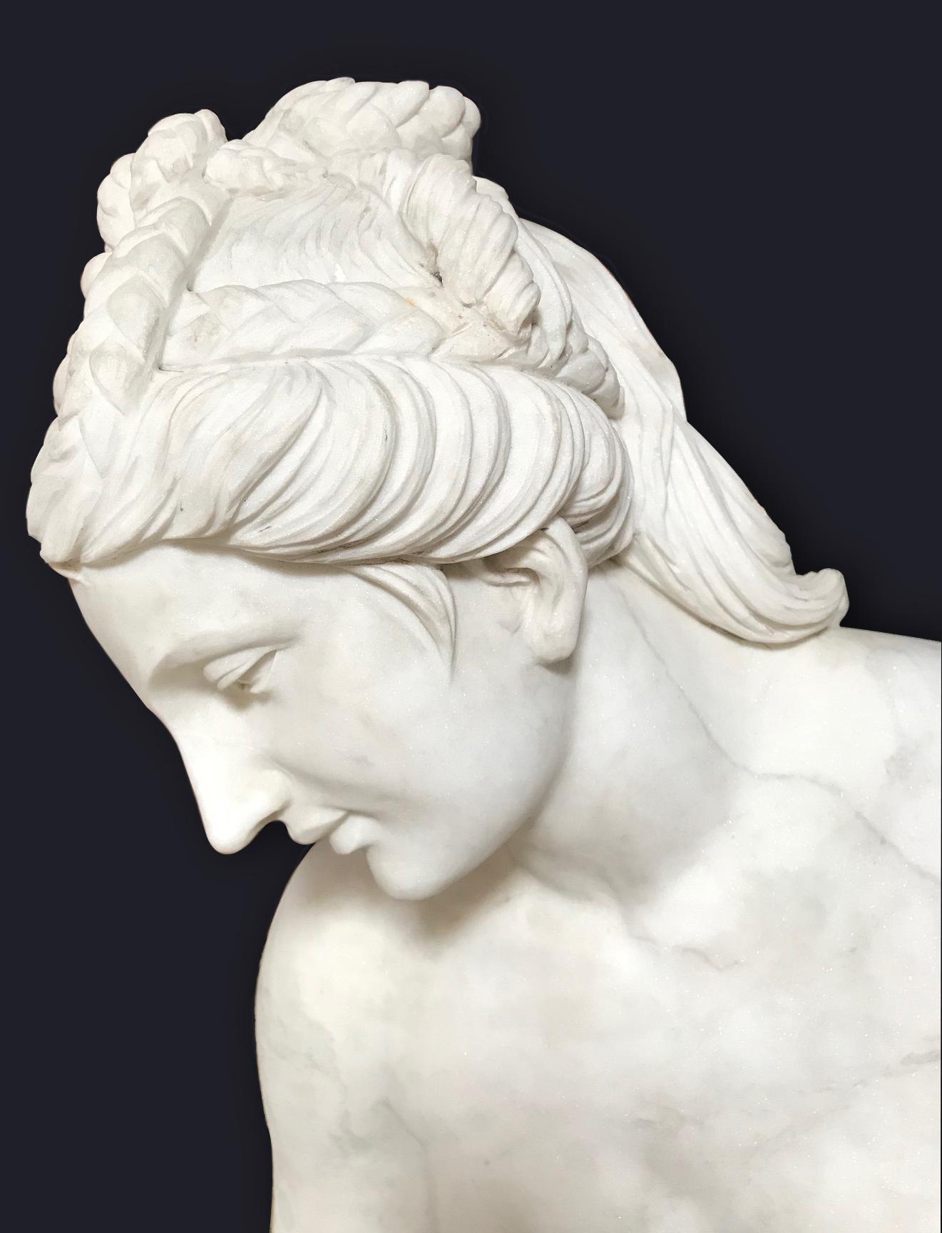 Neoclassical Marble Statue of Nude Diana after Bath, Life Size