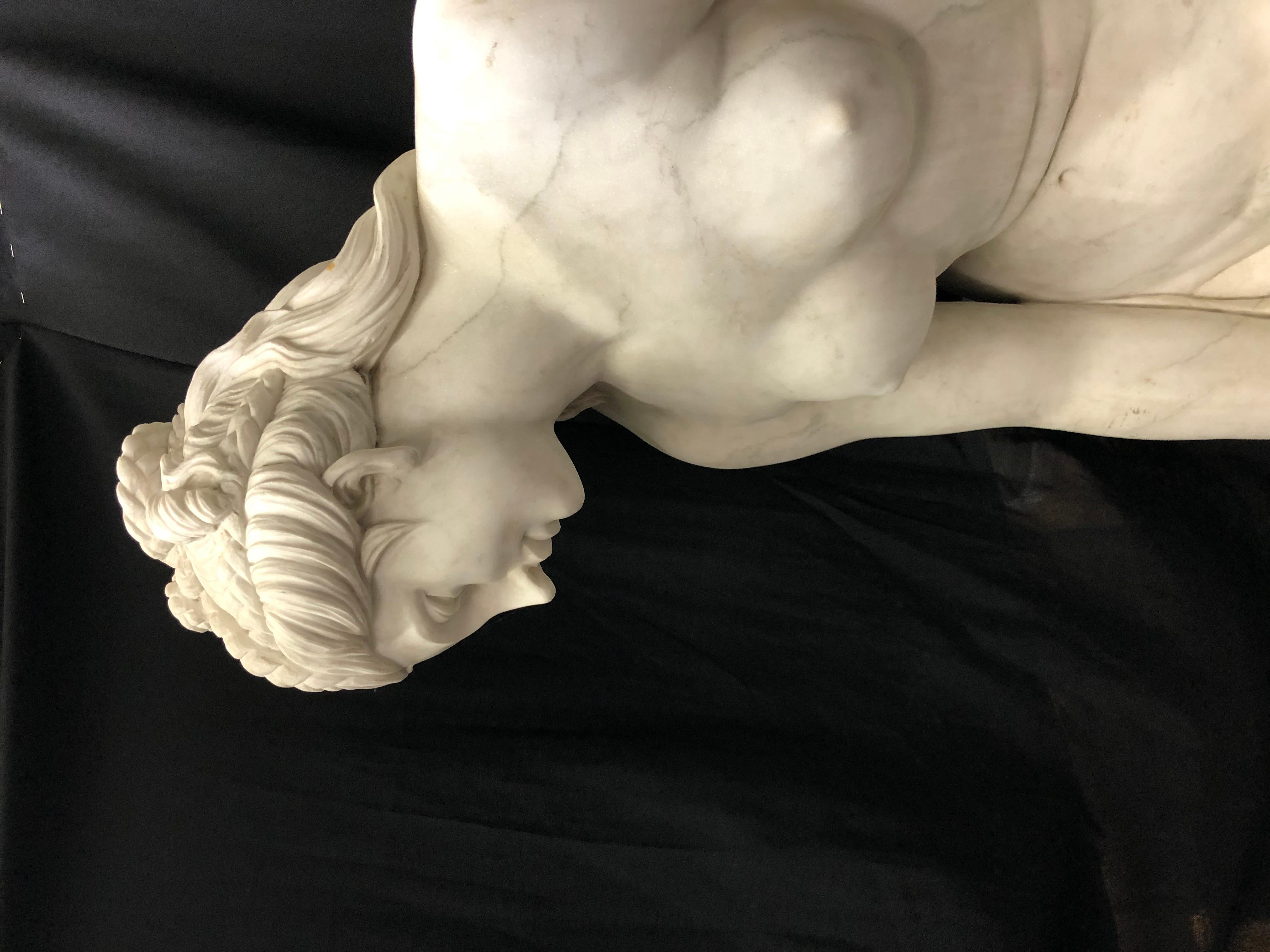 Marble Statue of Nude Diana after Bath, Life Size In Good Condition In Cypress, CA