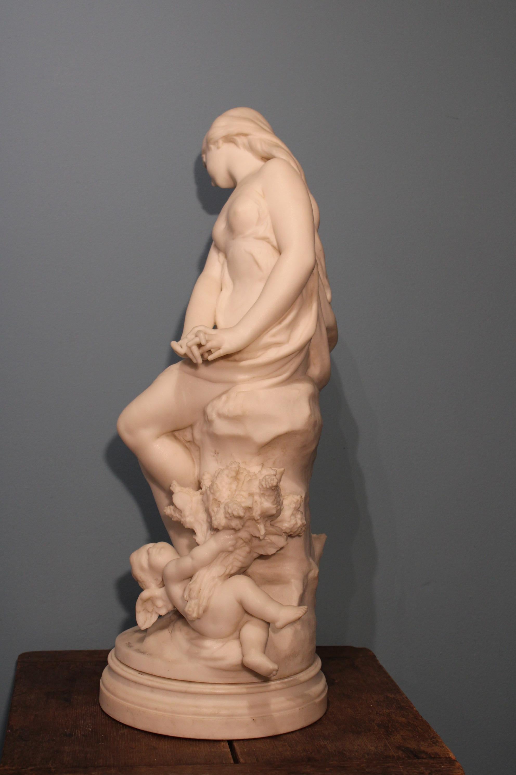 19th Century Marble Statue Signed Mathurin Moreau