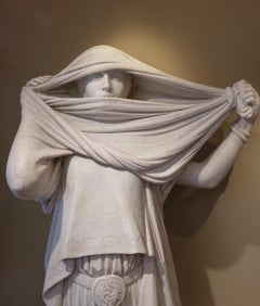 Marble Statue the Woman with a Veil after Jean Leon Gerome, circa 1890-1900