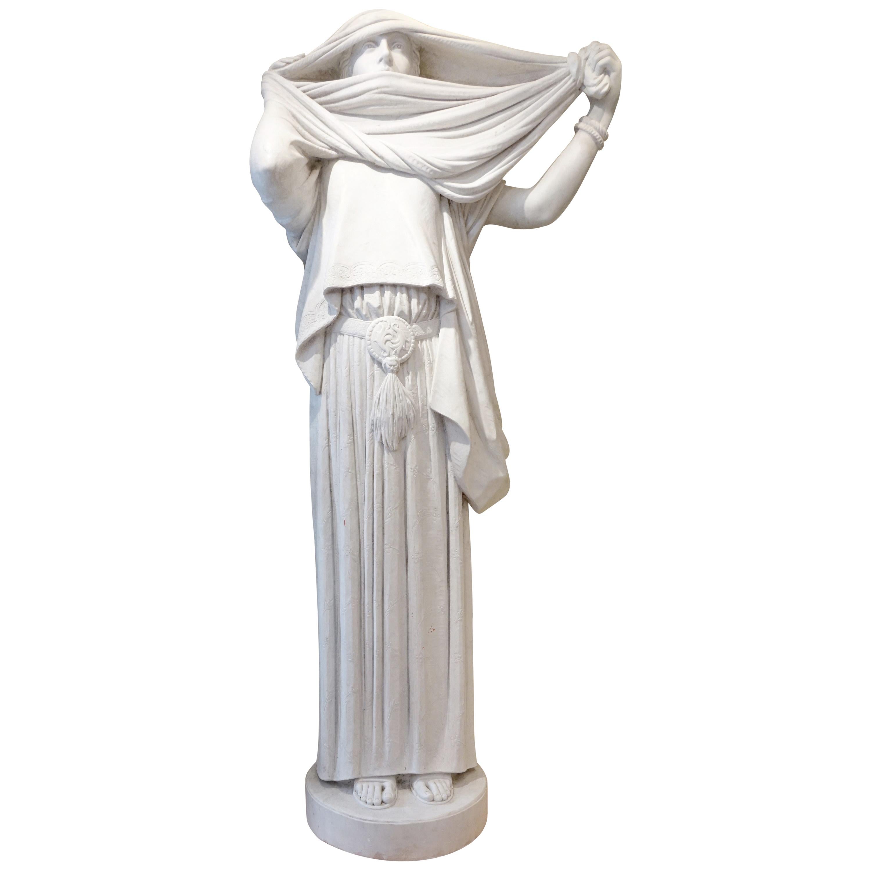 Marble Statue the Woman with a Veil after Jean Leon Gerome, circa 1890-1900 For Sale