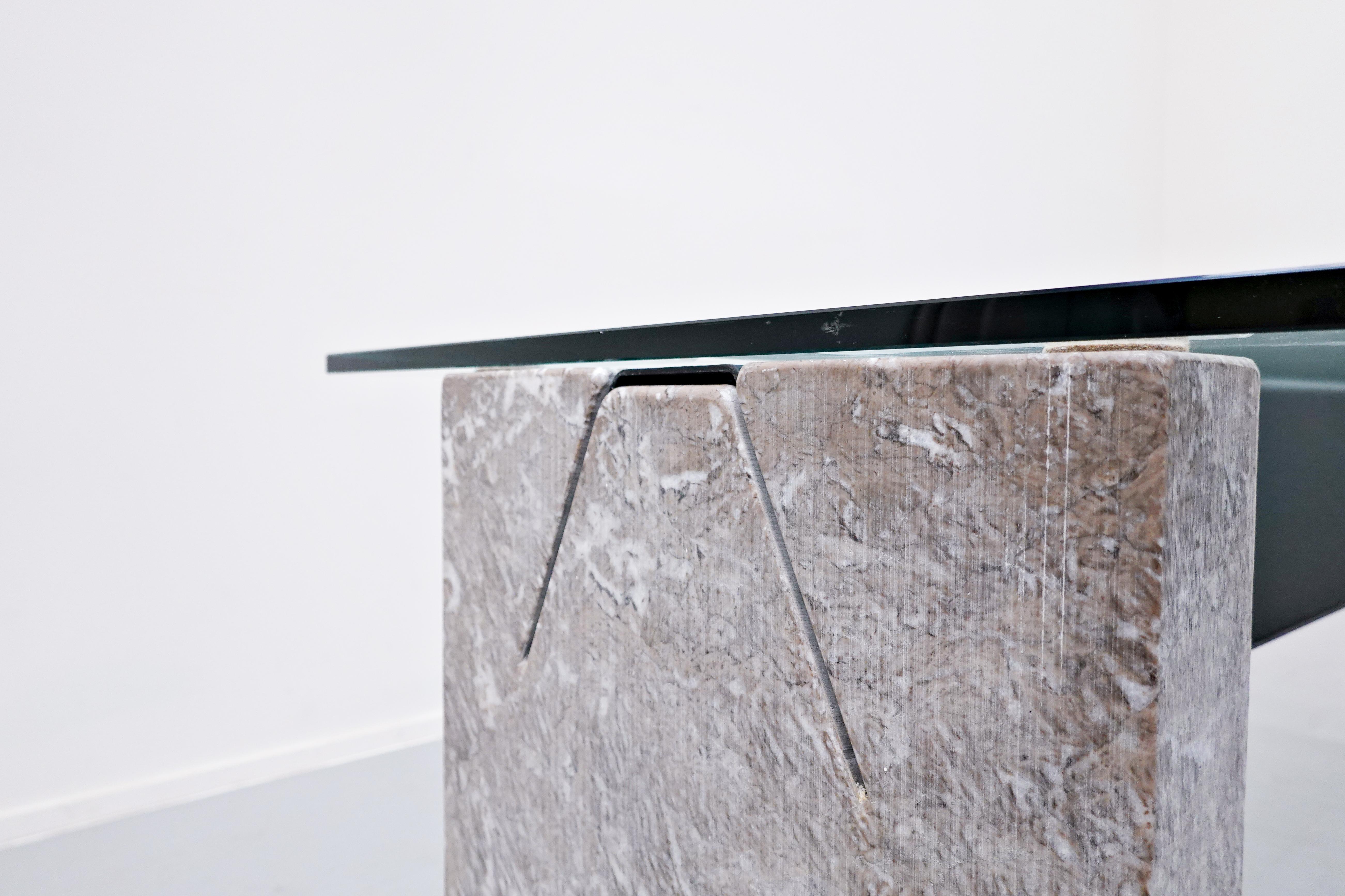 20th Century Marble, Steel and Glass Top Dining Table by Lazzotti for Up&Up