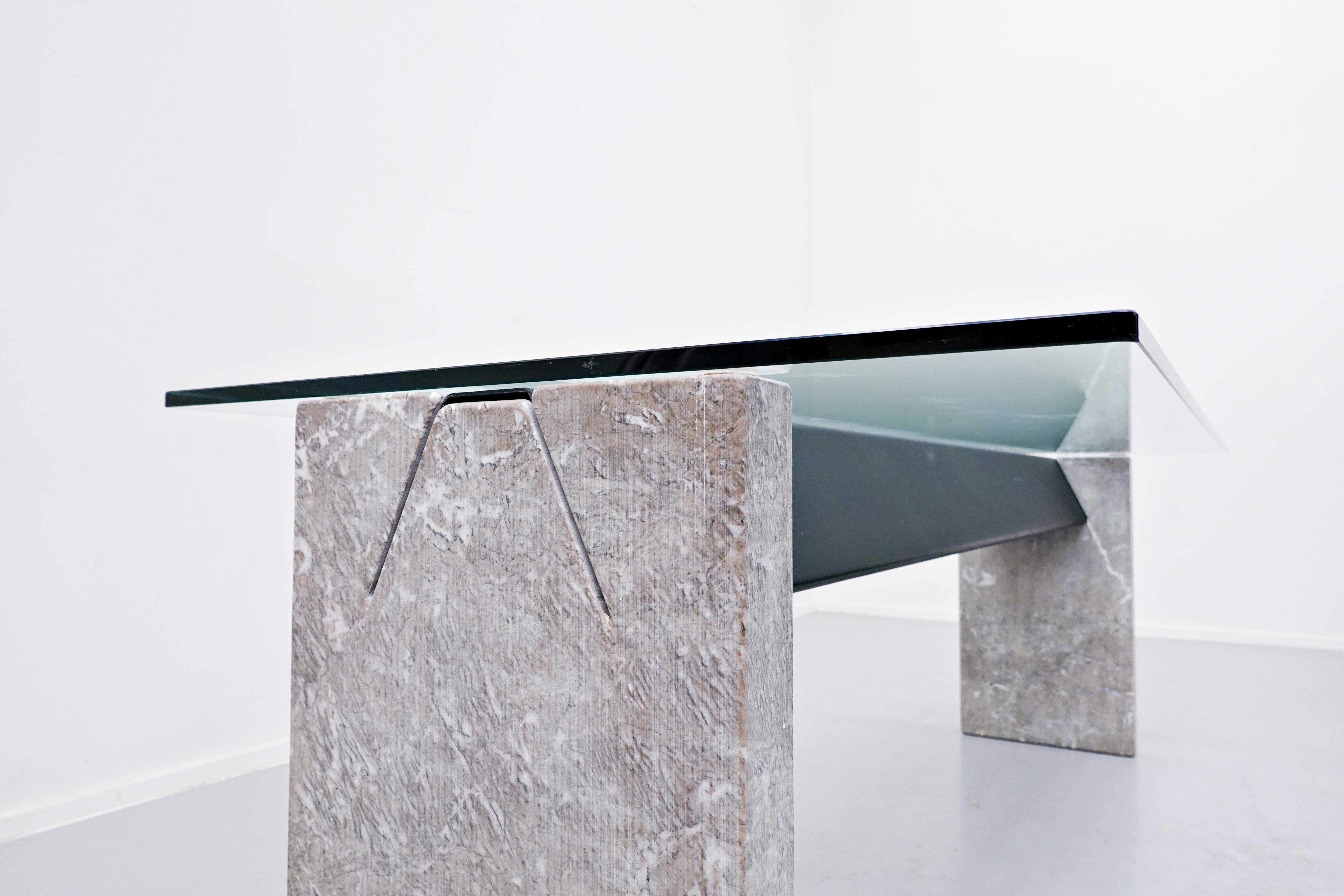 Marble, Steel and Glass Top Dining Table by Lazzotti for Up&Up 1