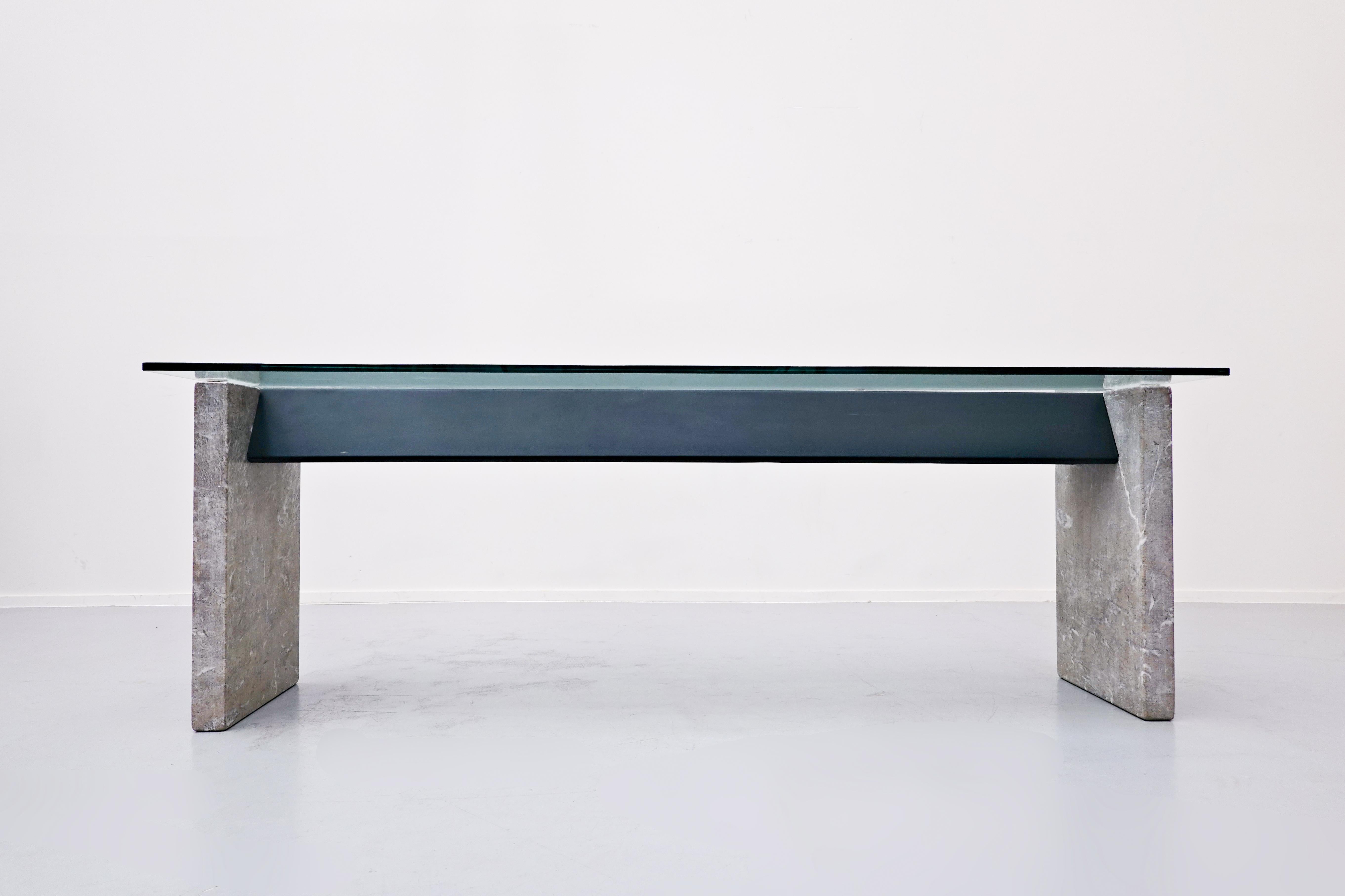 Marble, Steel and Glass Top Dining Table by Lazzotti for Up&Up 2