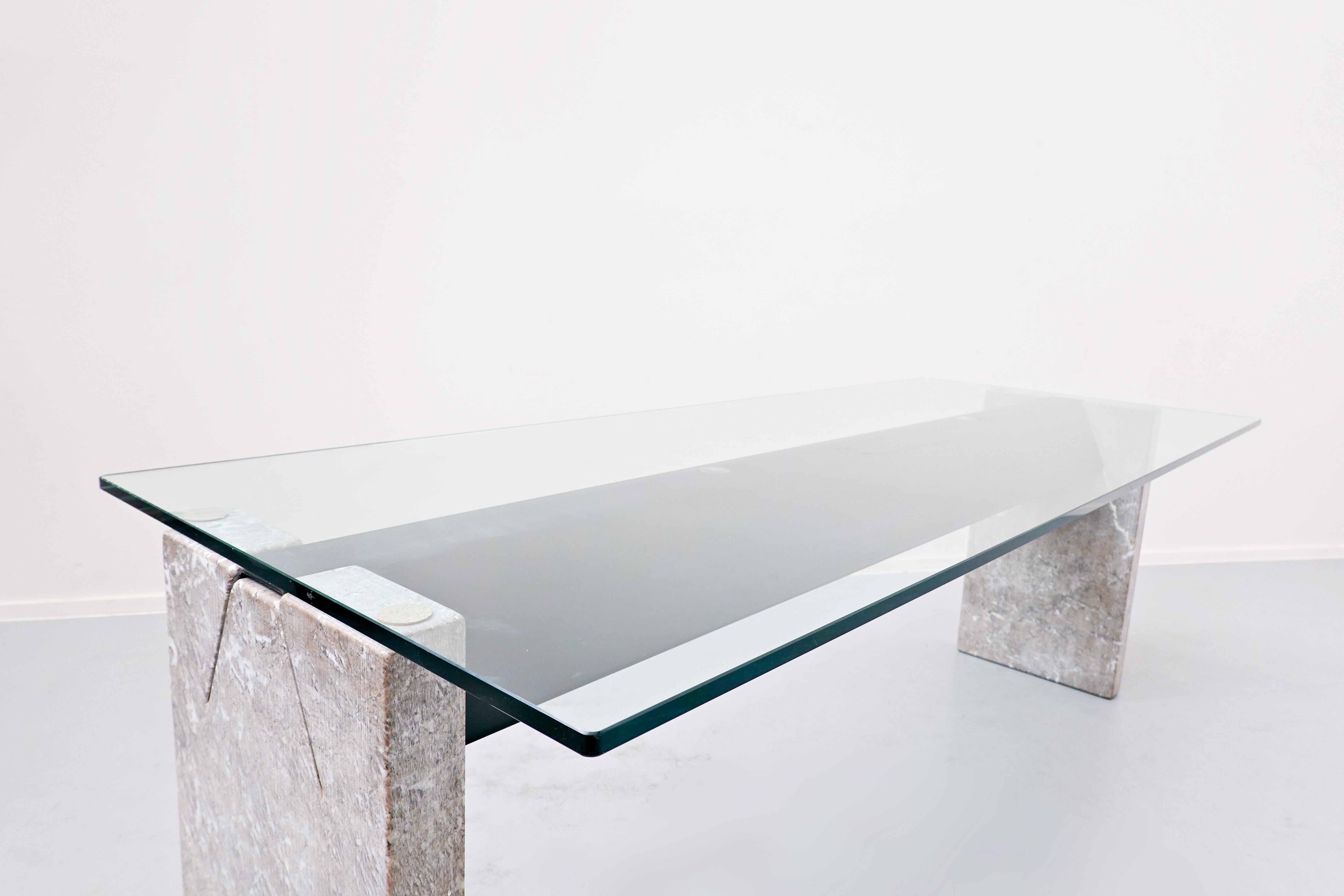 Marble, Steel and Glass Top Dining Table by Lazzotti for Up&Up 3