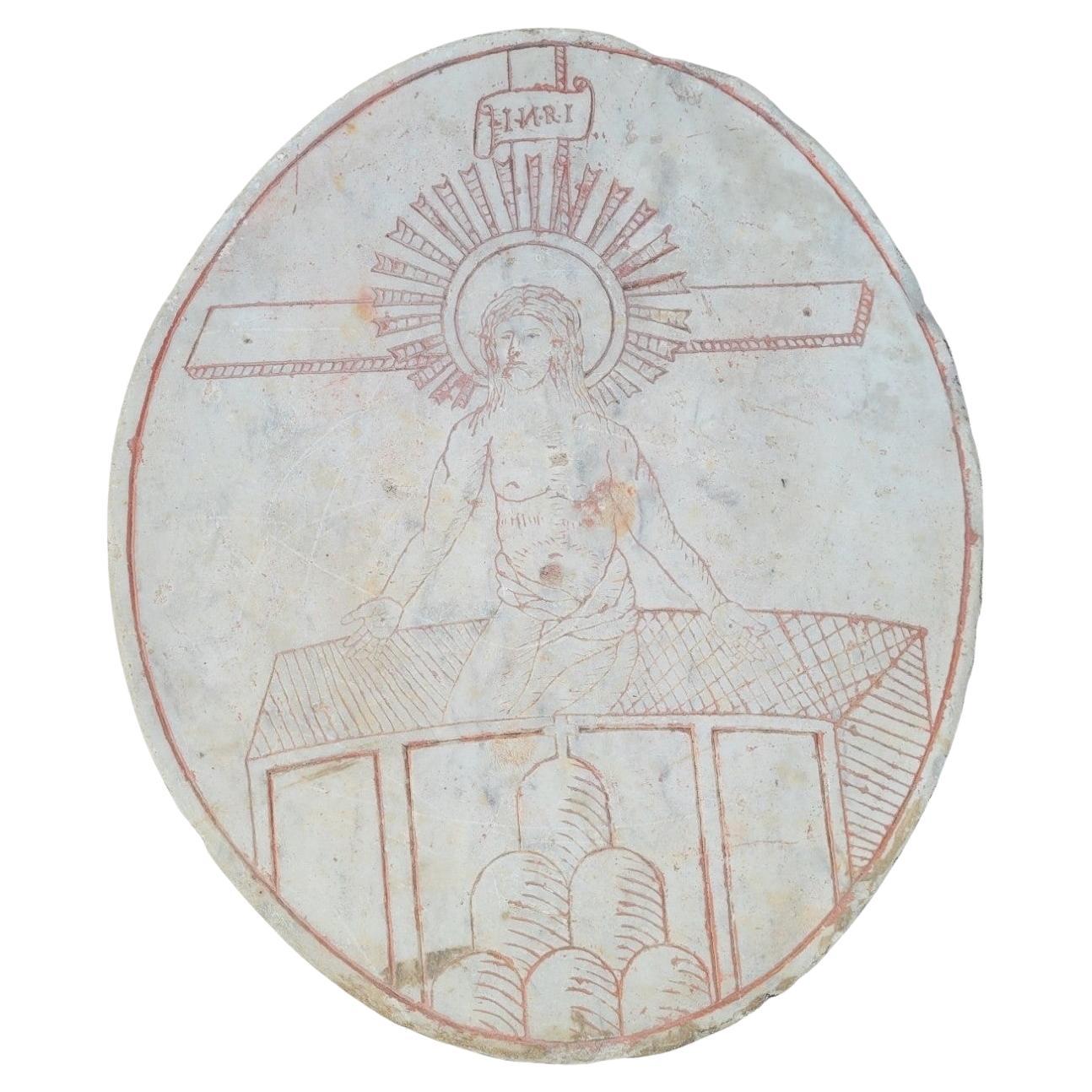 Steele en marbre, Christ de la résurrection, 16e/17e siècle