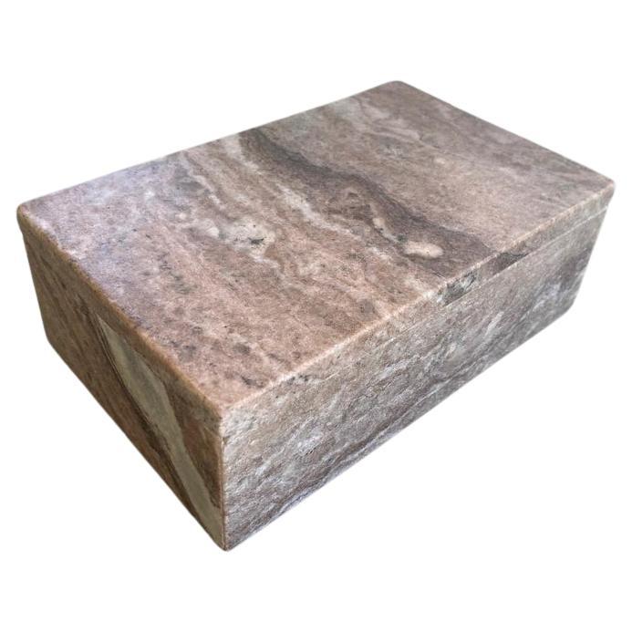 Marble Stone Box with Stripes in Brown, Grey, and White