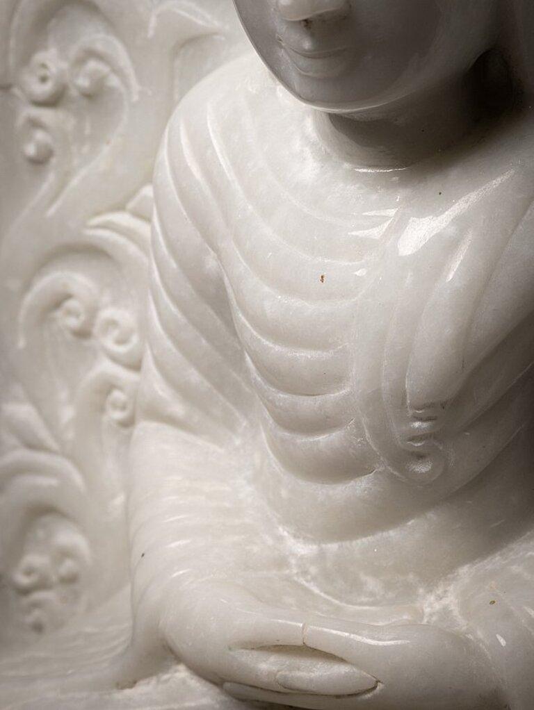 Contemporary Marble Stone Burmese Buddha Statue from Burma For Sale