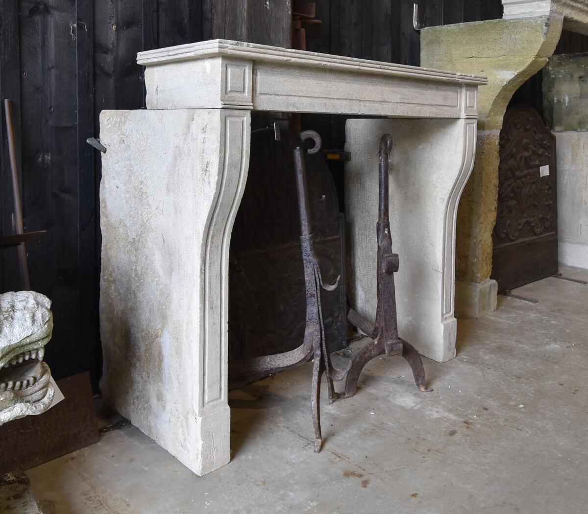 Marble stone front fireplace mantel 19th Century In Fair Condition For Sale In Udenhout, NL