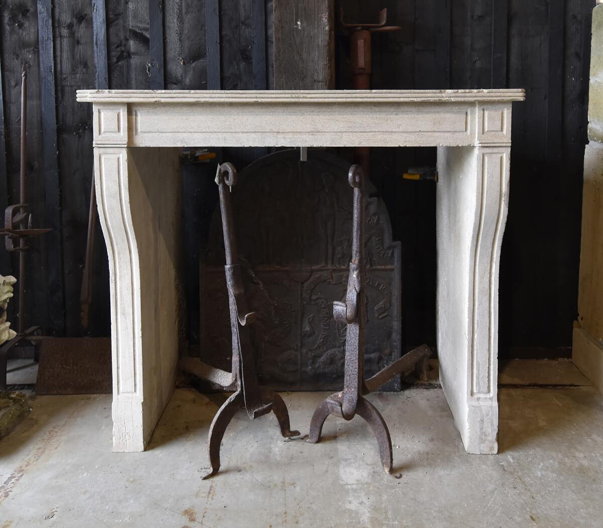 Mid-19th Century Marble stone front fireplace mantel 19th Century For Sale