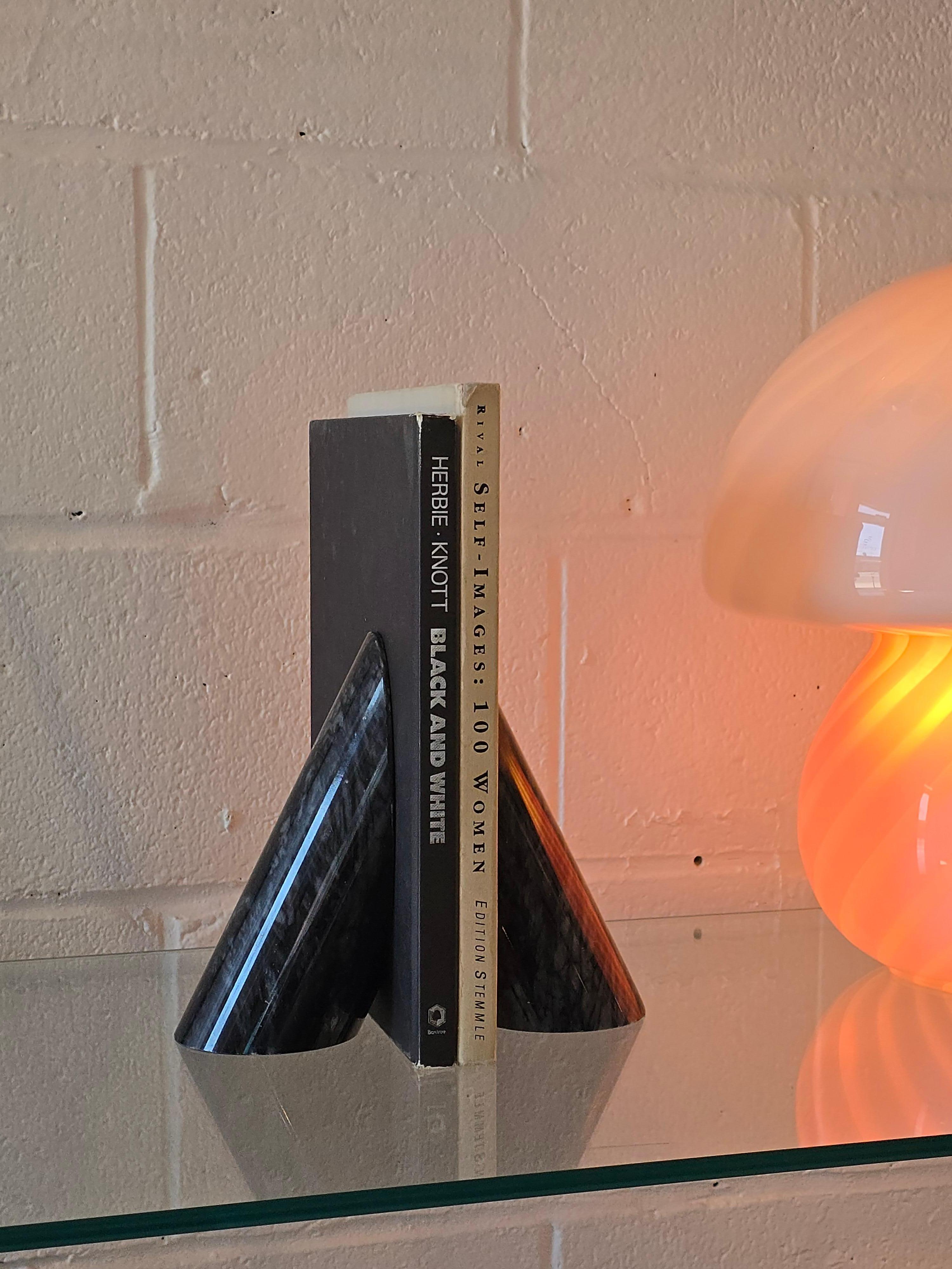 Marble Stone Modernist Cylindrical Bookends Pair For Sale 3