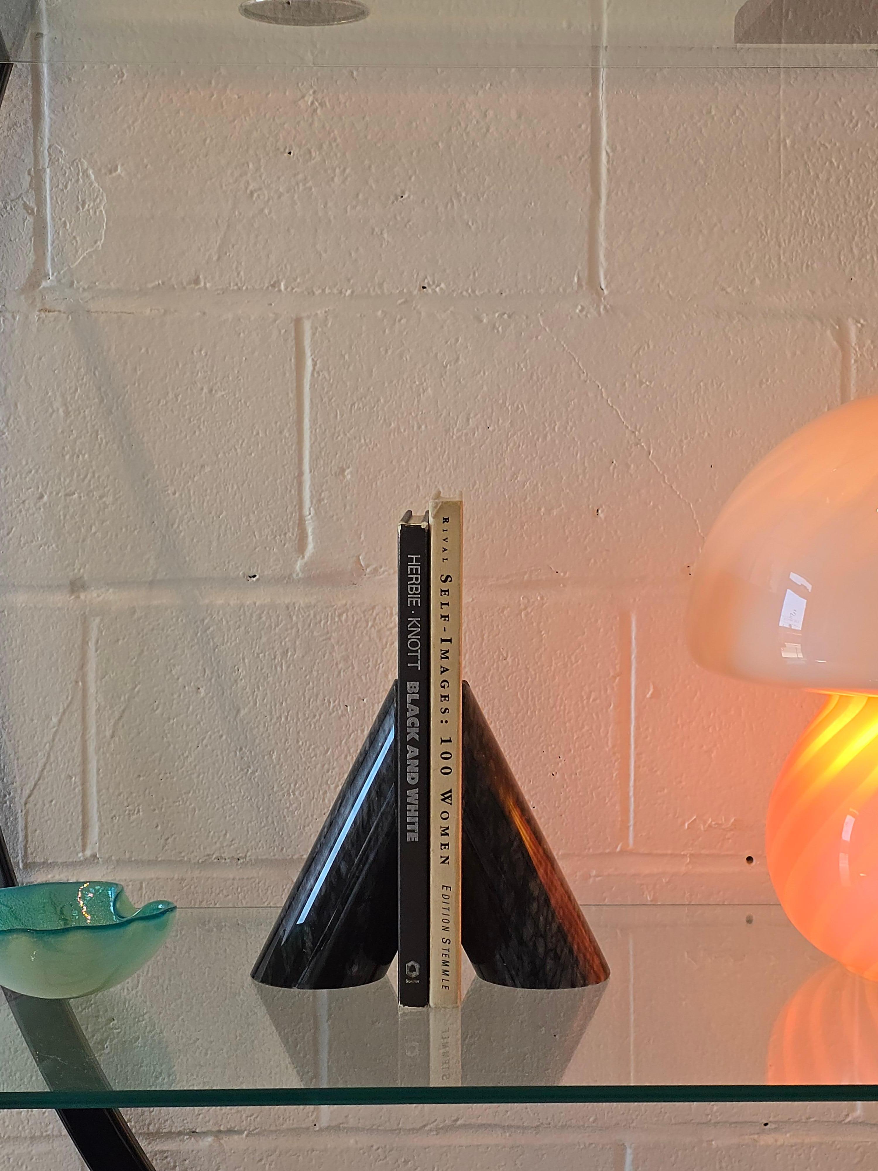 Marble Stone Modernist Cylindrical Bookends Pair For Sale 4