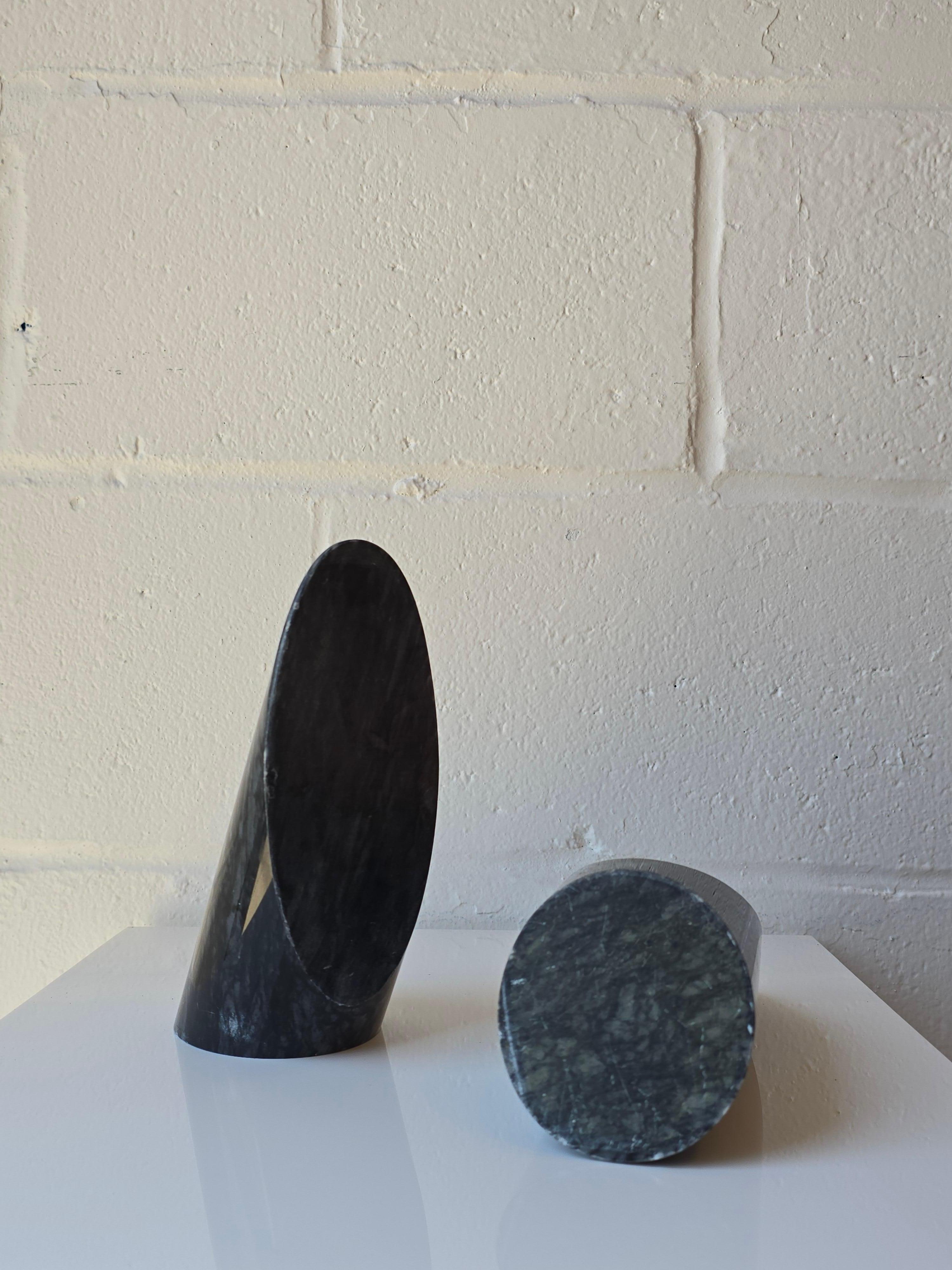 Unknown Marble Stone Modernist Cylindrical Bookends Pair For Sale