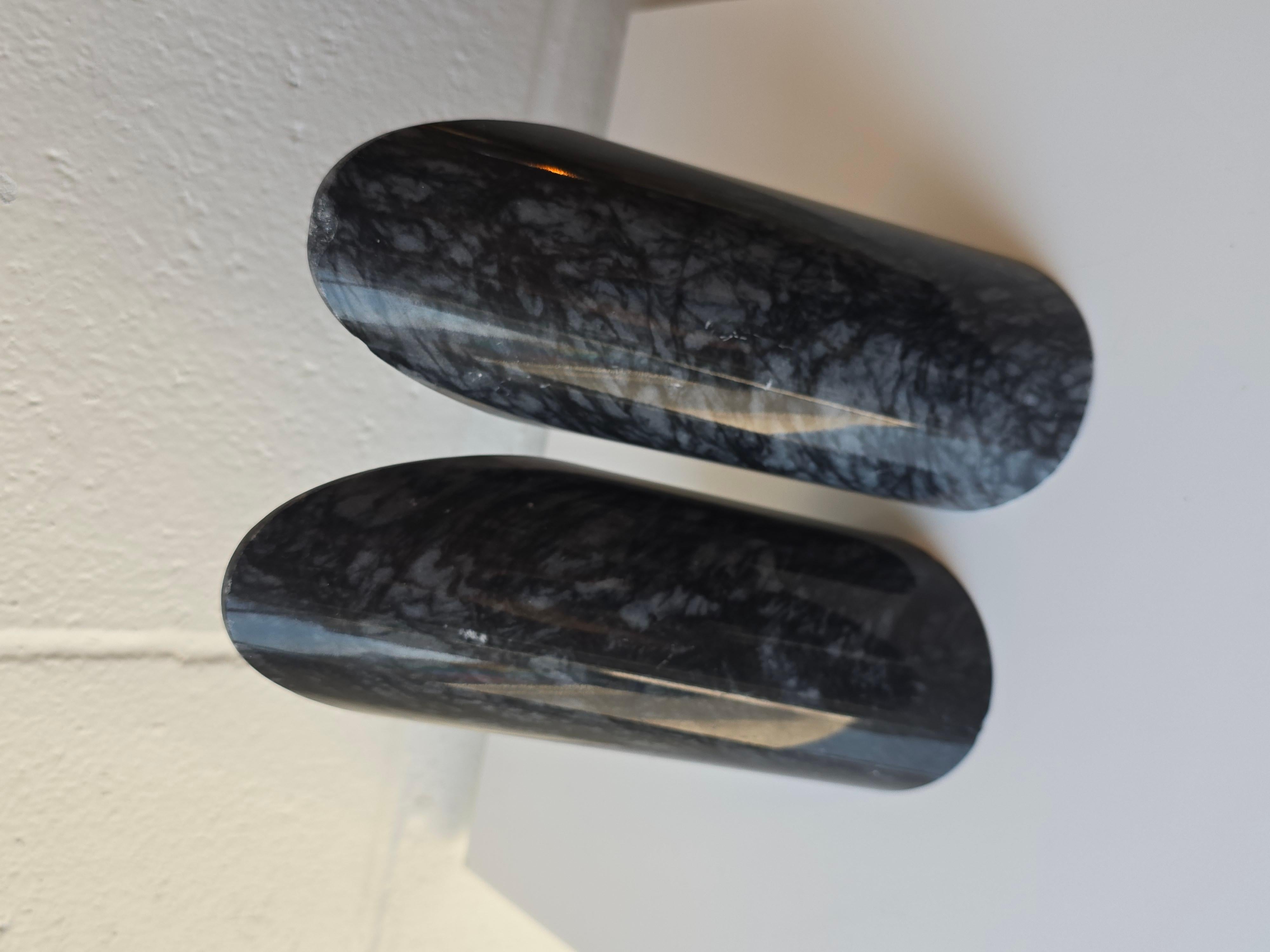 Marble Stone Modernist Cylindrical Bookends Pair In Fair Condition For Sale In Toronto, ON