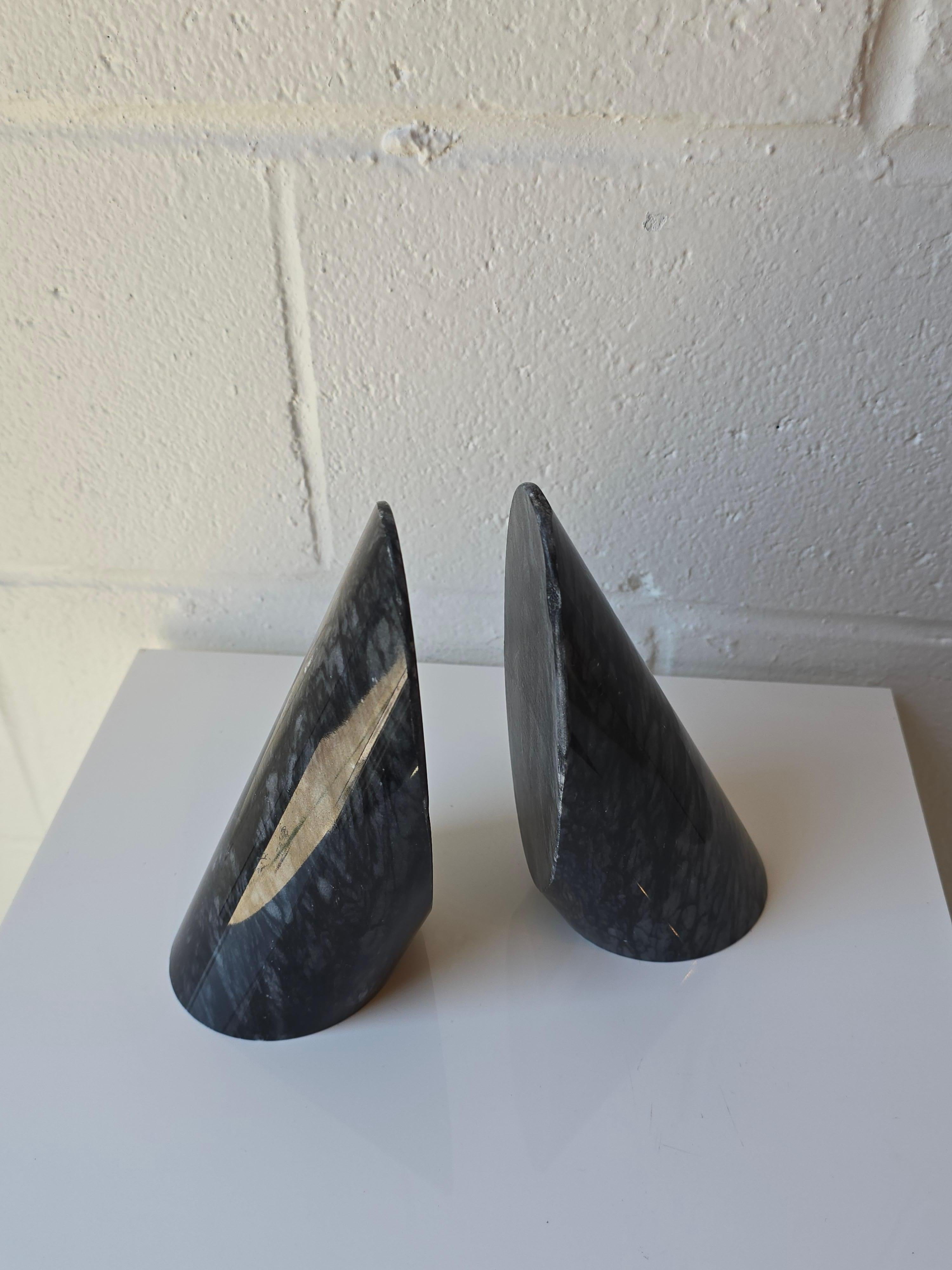 Marble Stone Modernist Cylindrical Bookends Pair For Sale 1