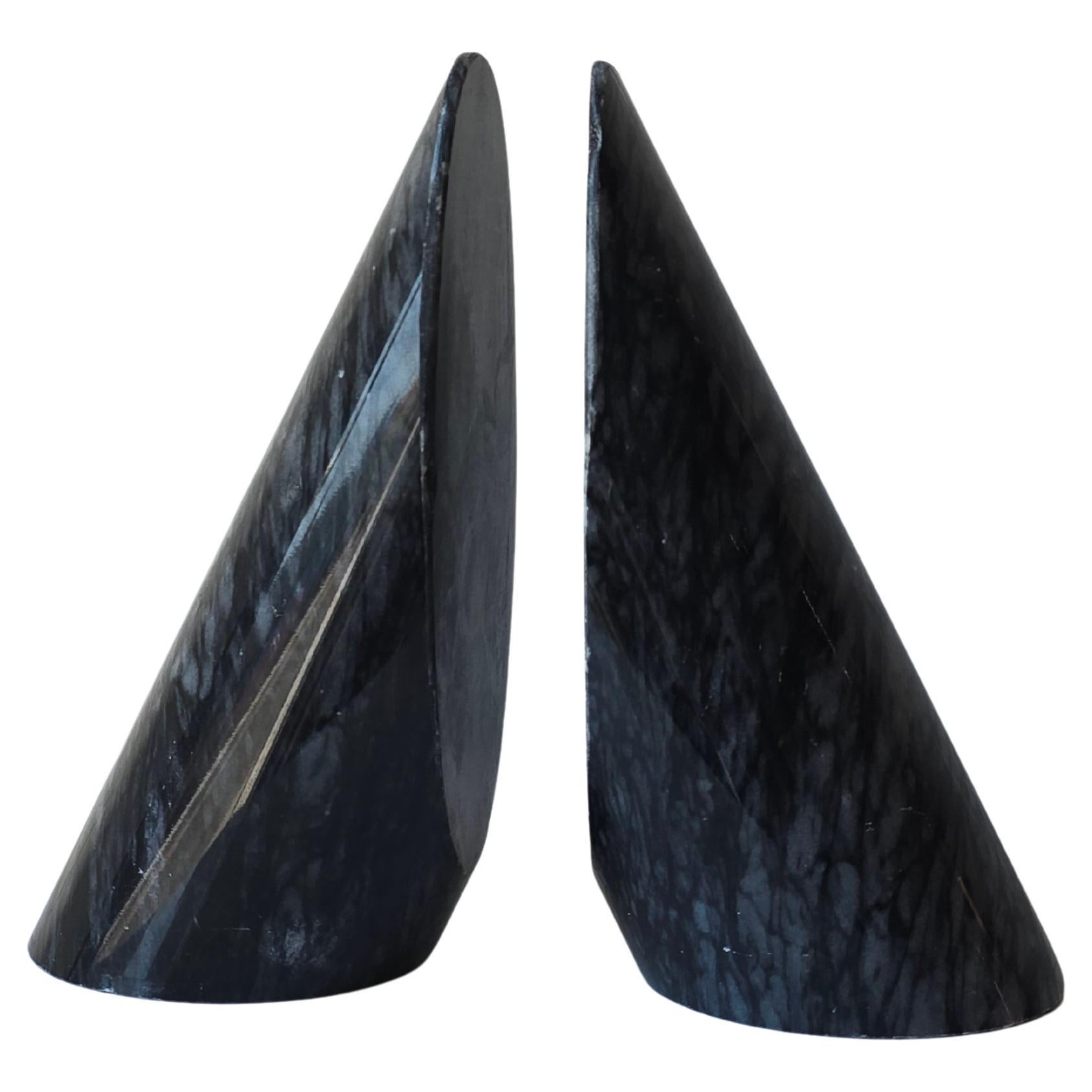 Marble Stone Modernist Cylindrical Bookends Pair For Sale