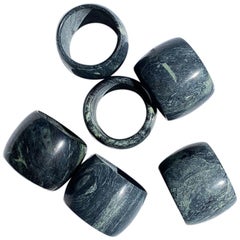 Marble Stone Napkin Rings in Green Black and White, Set of 6