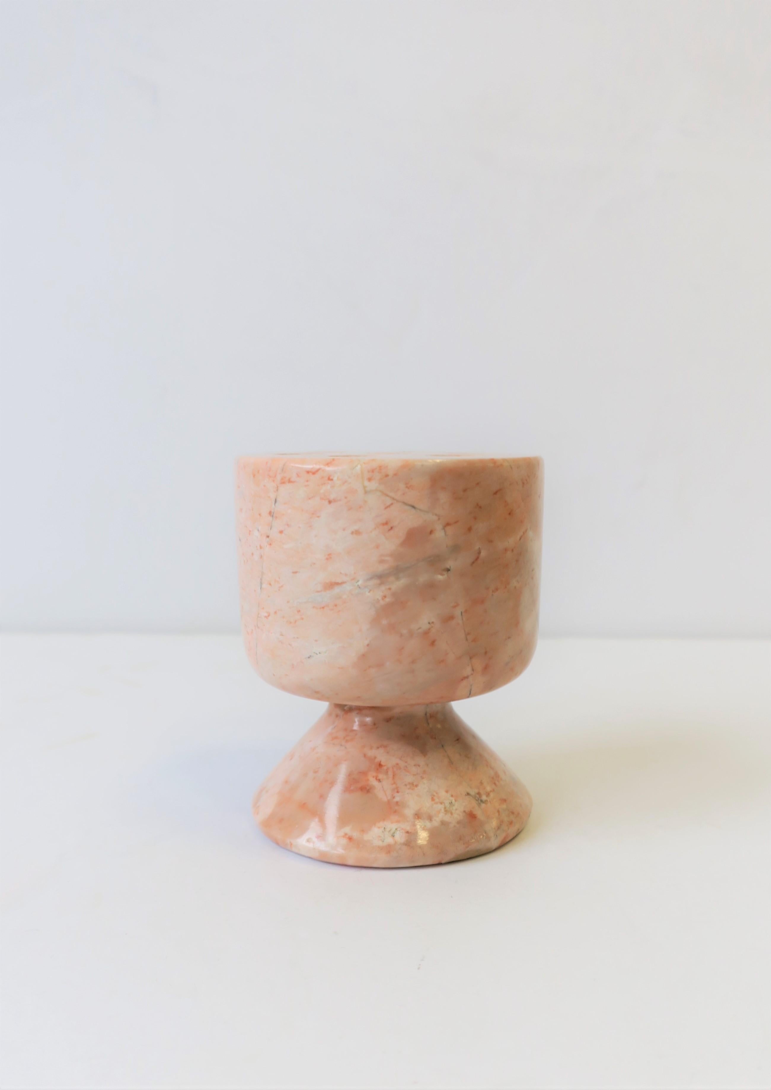 Contemporary Modern Pink Marble Stone Pen Holder