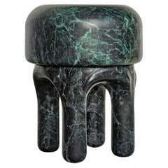 Taburete de mármol - Escultura, Diseño italiano contemporáneo de colección, verde Alpi