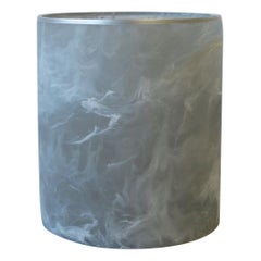 Marble Style Acrylic Wastebasket or Trash Can in Grey and White