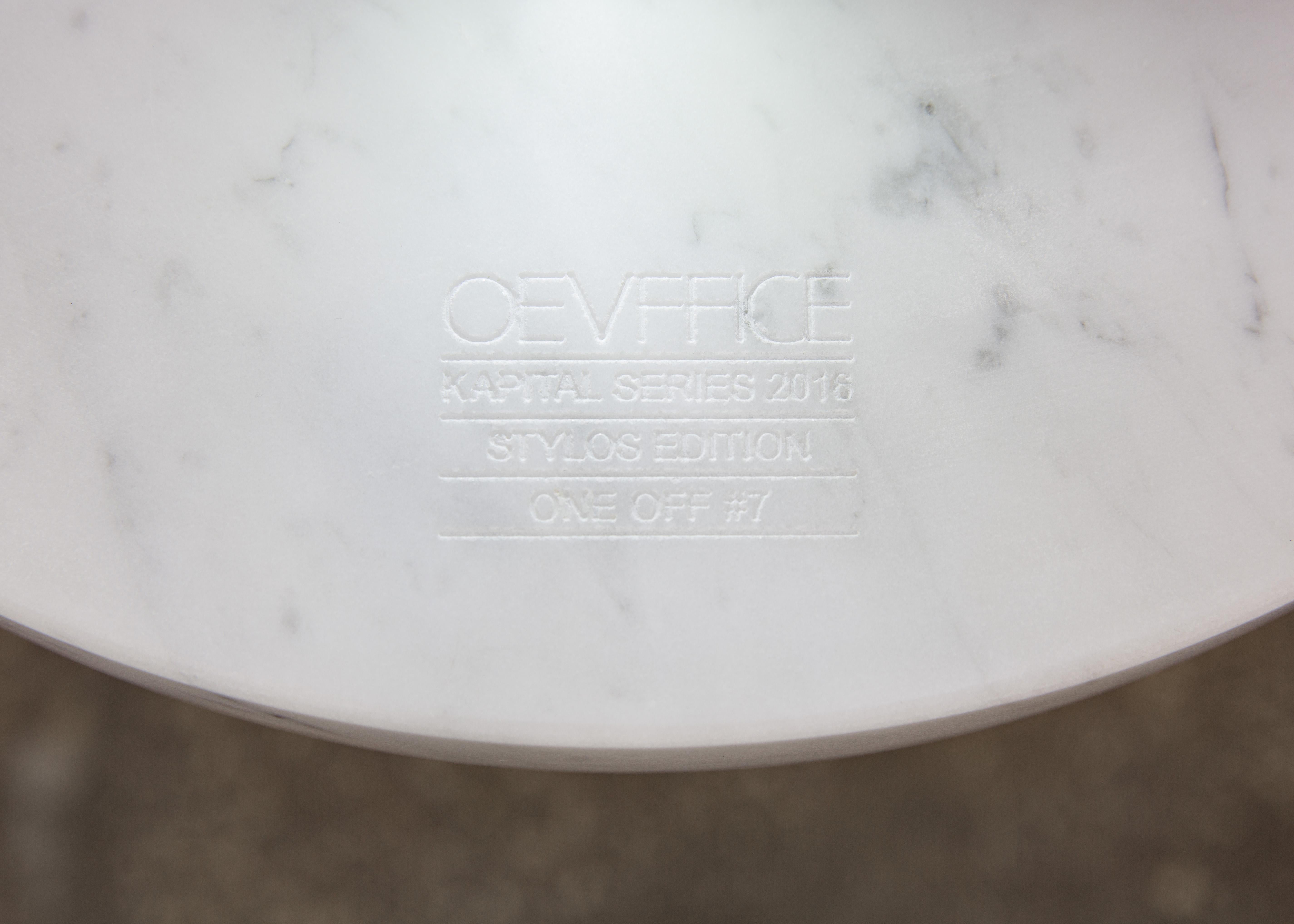 English Marble Stylos Side Table by Oeuffice For Sale