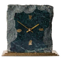 Marble Table Clock with Brass Base for Kienzle International, Germany