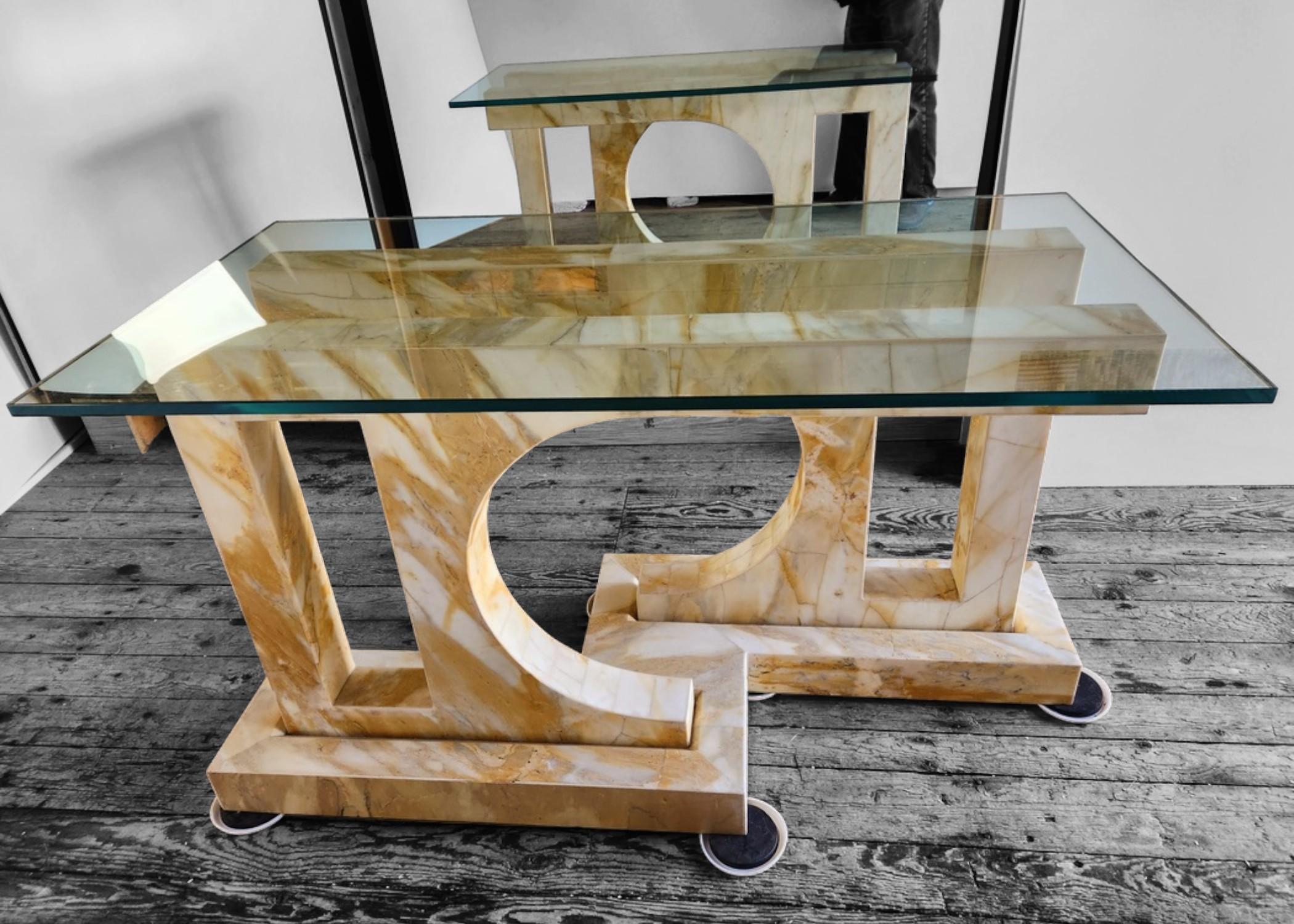 Paul Puccio Giallo Siena Marble Dining Table/ Console 1976 Brooklyn New York For Sale 5