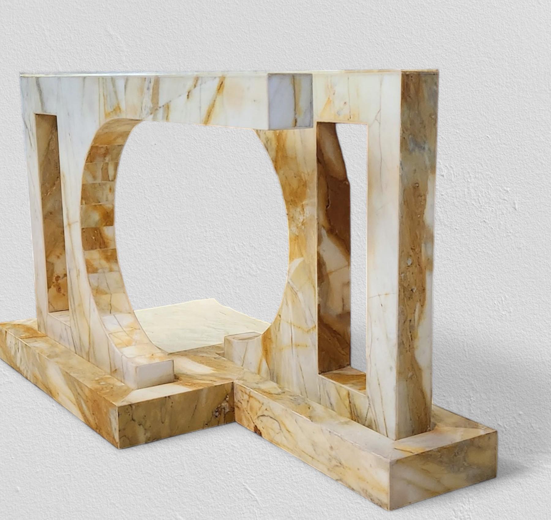Paul Puccio Giallo Siena Marble Dining Table/ Console 1976 Brooklyn New York For Sale 6