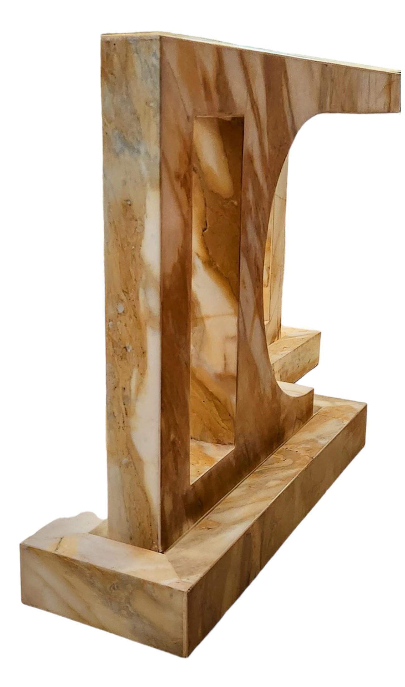 Marble Table/ Console Base by Paul Puccio Giallo Siena 1976 Brooklyn New York For Sale 7
