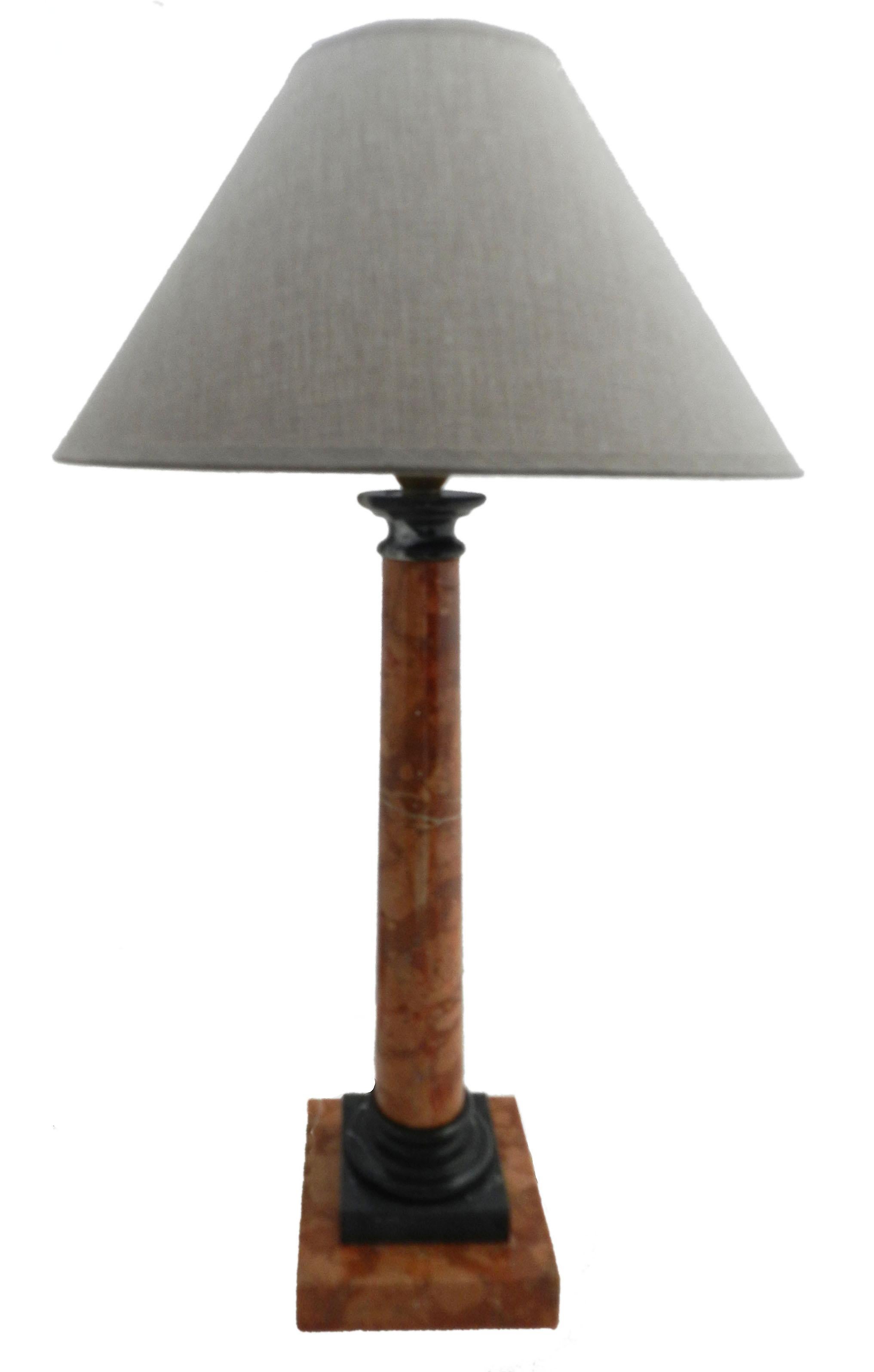 Neoclassical Belle Epoque Marble Table Lamp Large Column, c1910