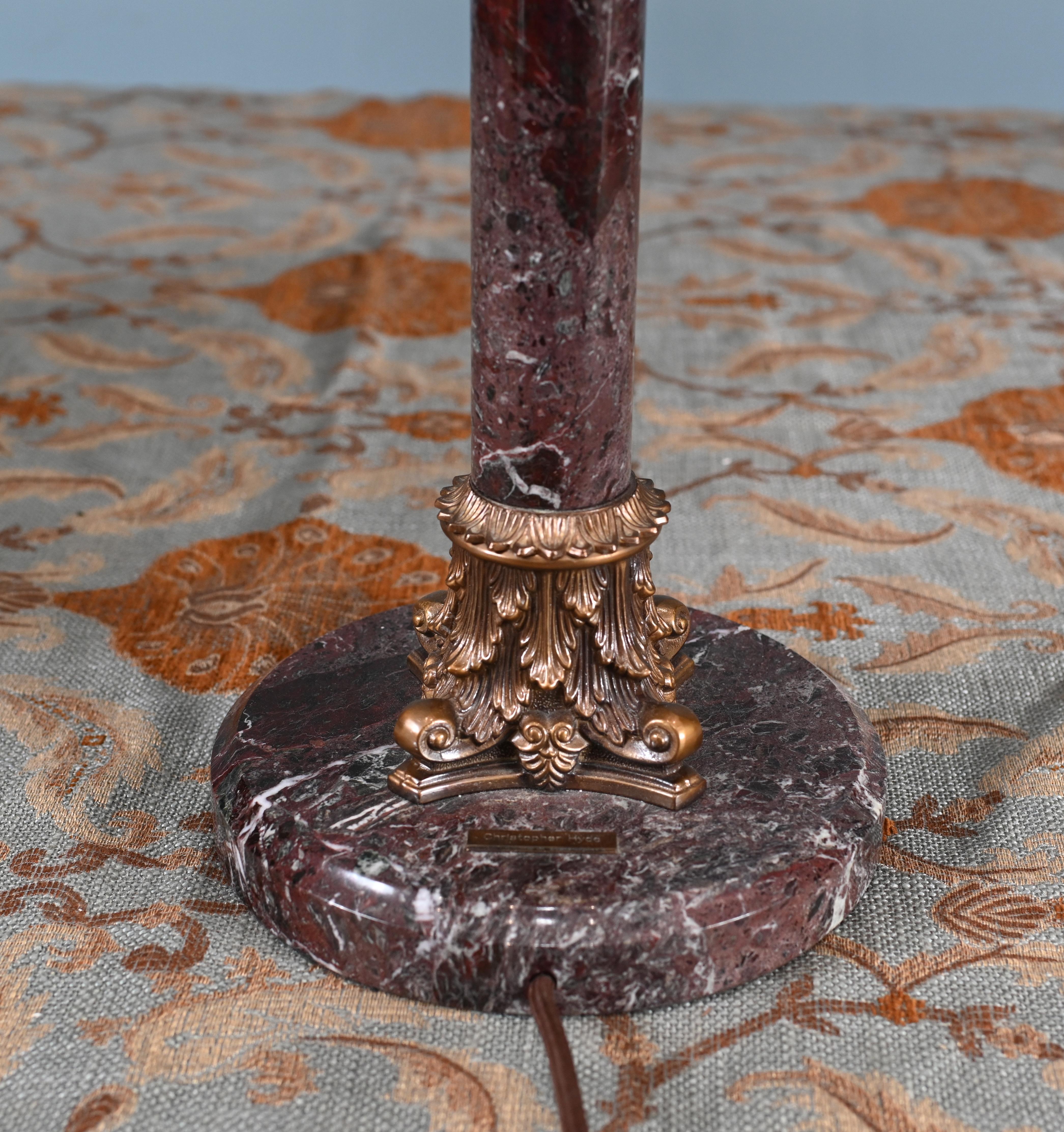 Marble Table Lamp Corinthian Column Classical Light Christopher Hyde In Good Condition For Sale In Potters Bar, GB