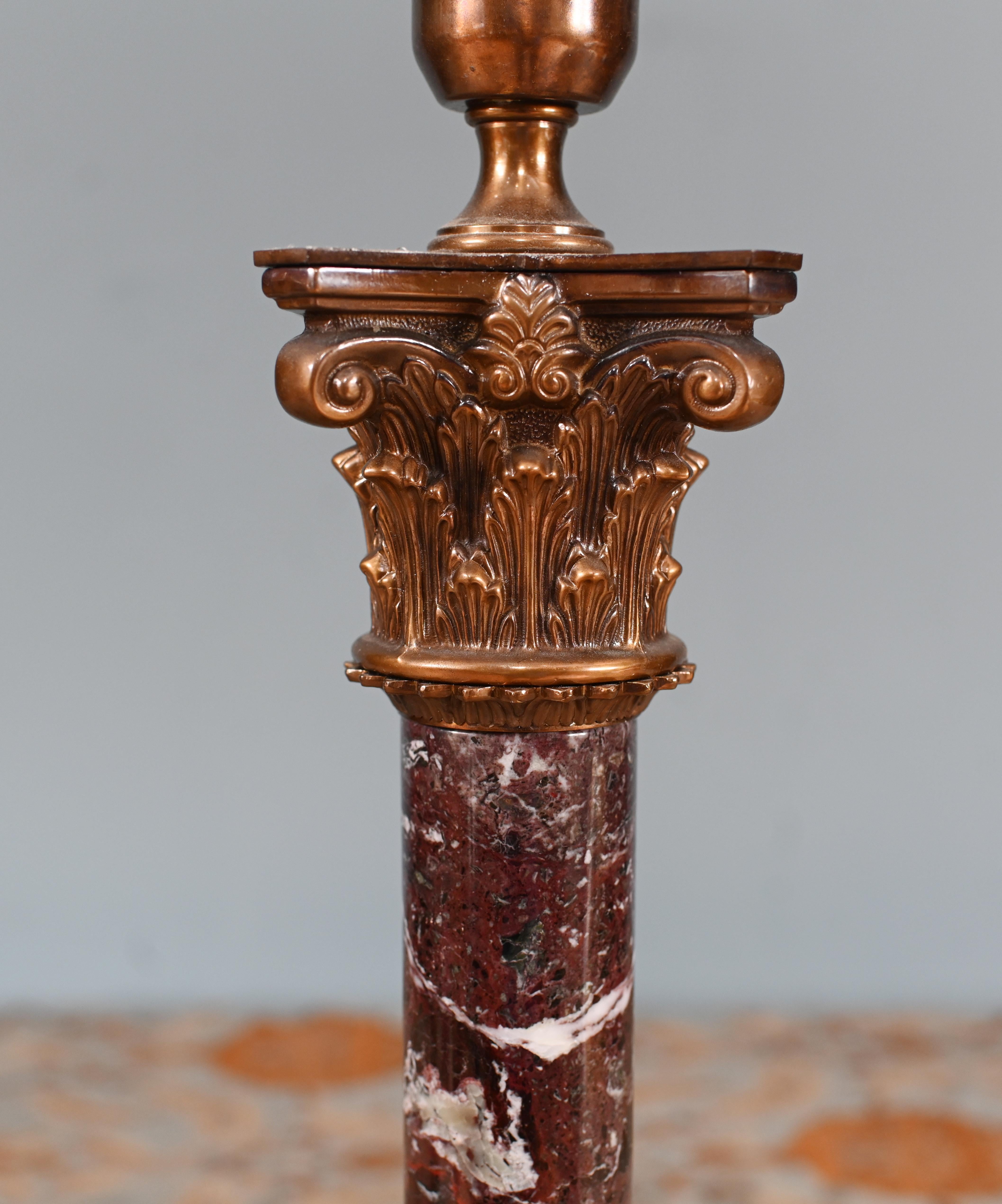 Late 20th Century Marble Table Lamp Corinthian Column Classical Light Christopher Hyde For Sale