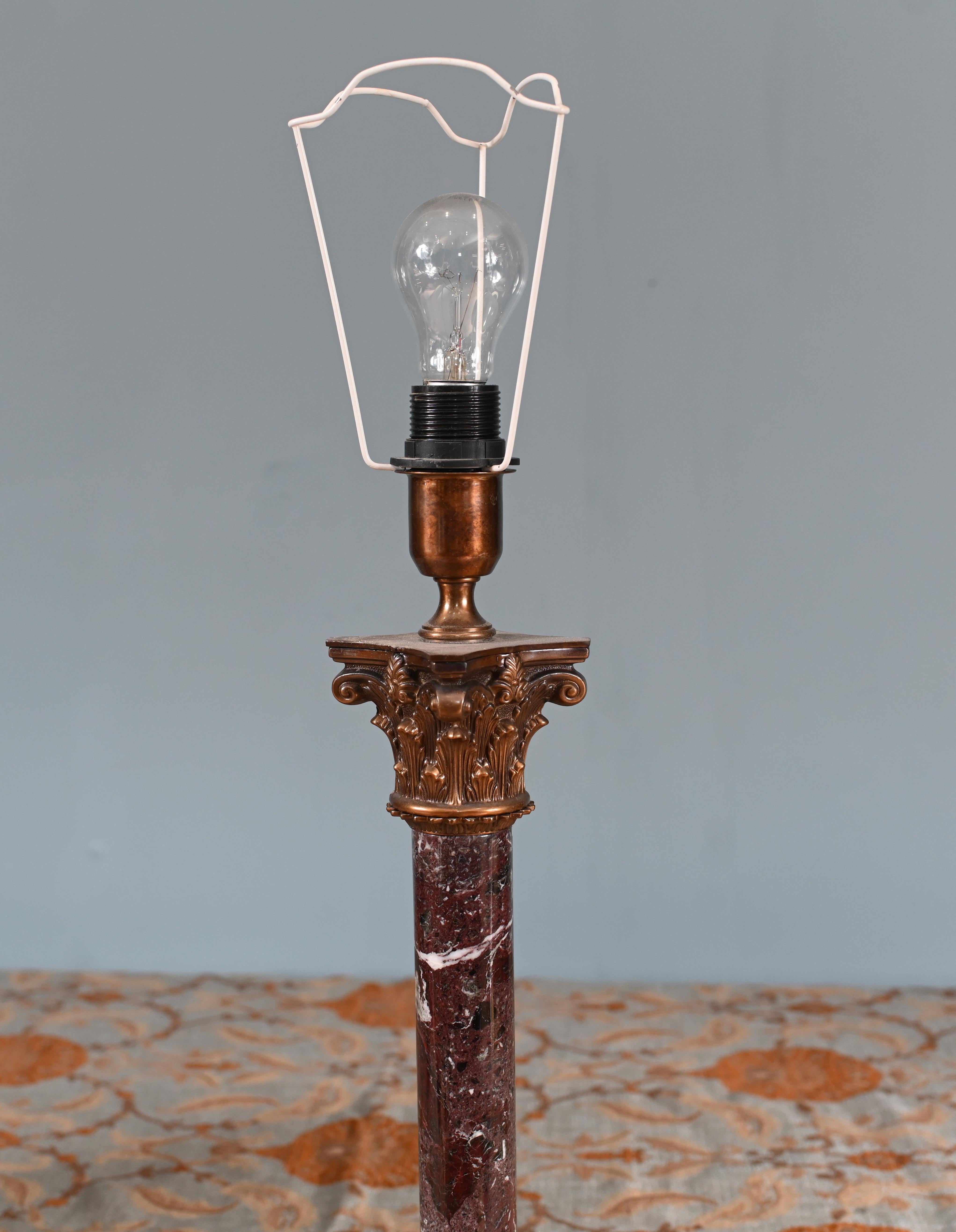 Marble Table Lamp Corinthian Column Classical Light Christopher Hyde For Sale 3