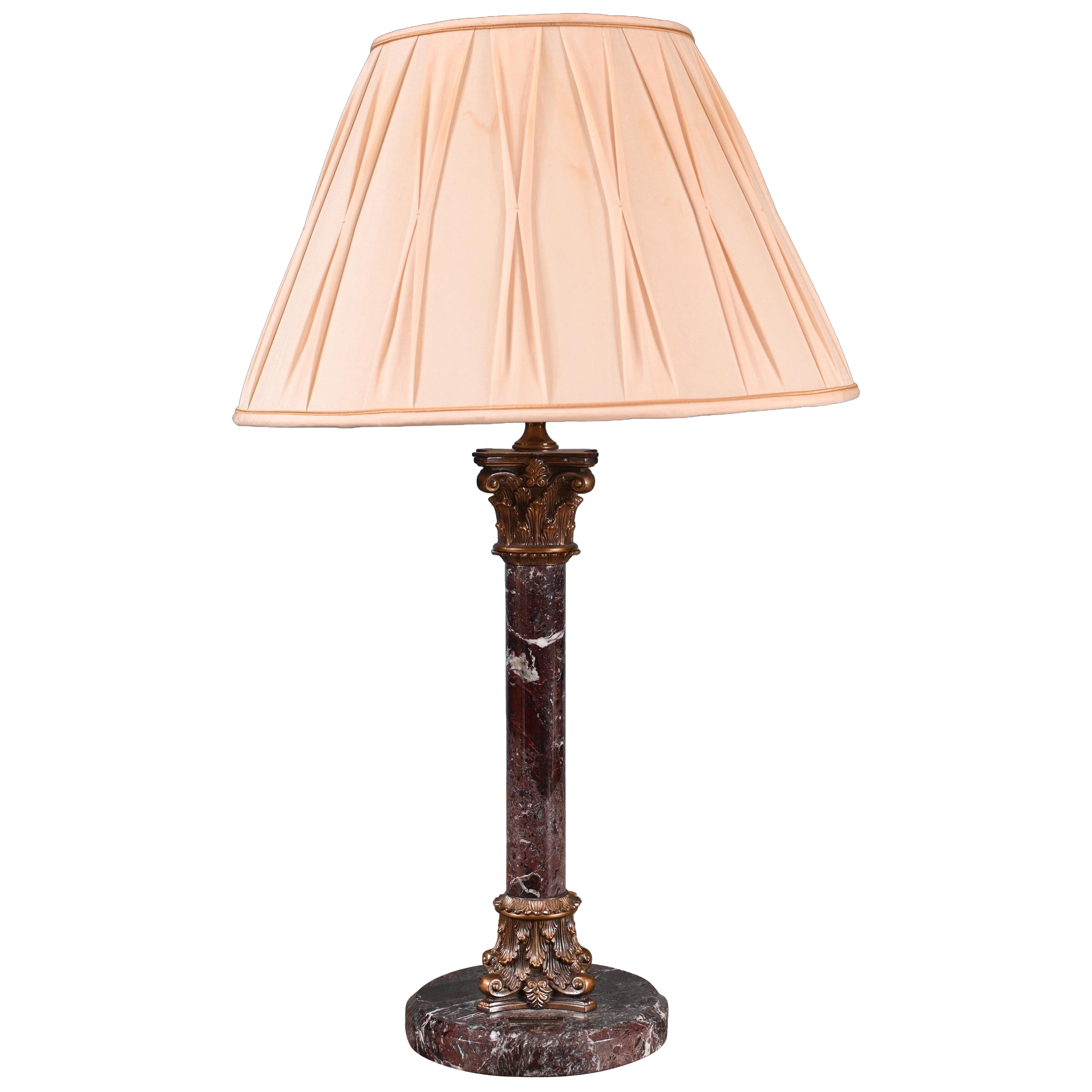Marble Table Lamp Corinthian Column Classical Light Christopher Hyde For Sale