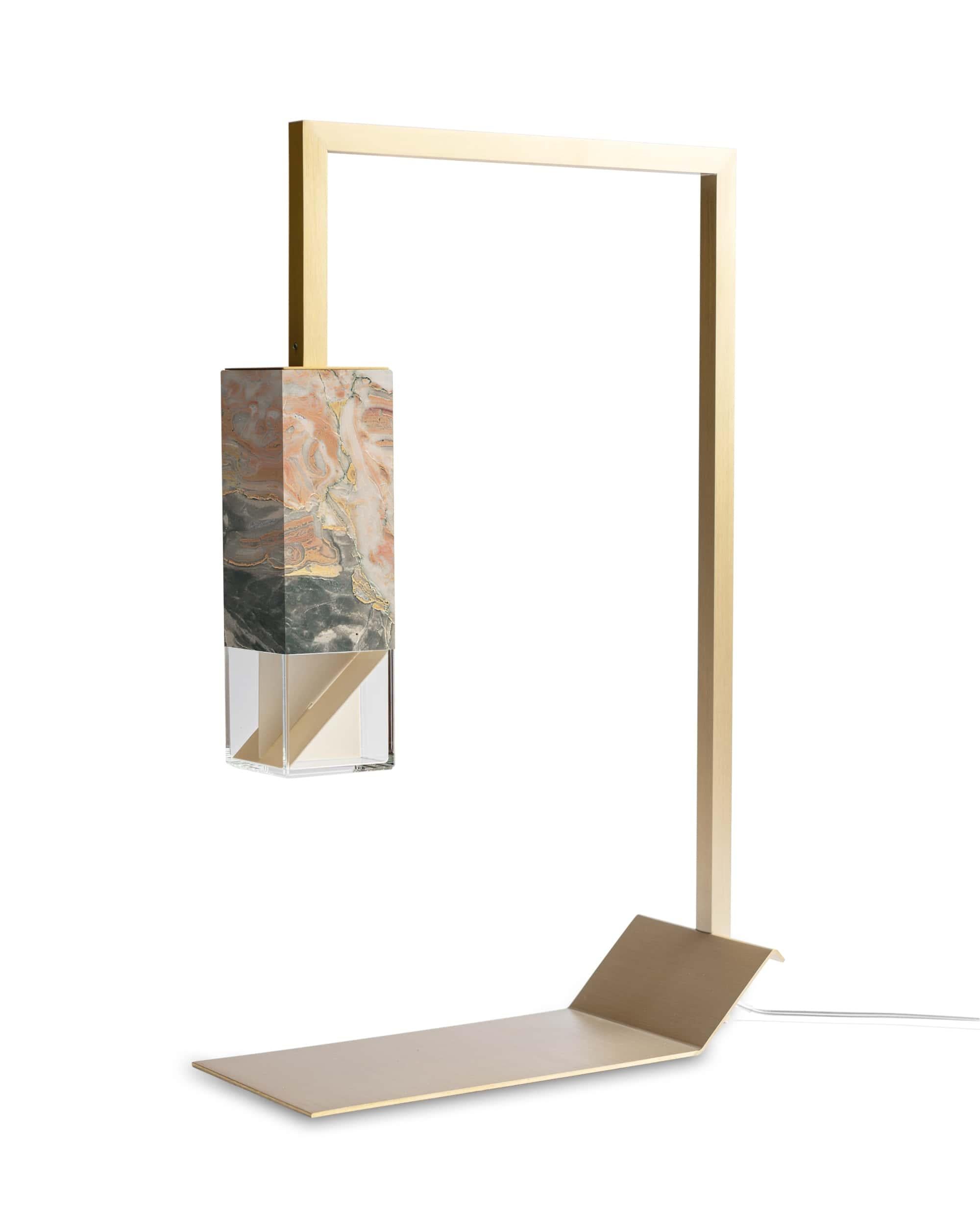 Marble table lamp two 02 revamp edition by Formaminima
Limited Edition of 250 pieces. Numbered and signed with certificate of authenticity.
Dimensions: W 10 x D 25 x H 40 cm.
Materials: “Arabescato Orobico” Italian marble, crystal shade,