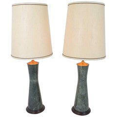 Vintage Marble Table Lamps in Teal