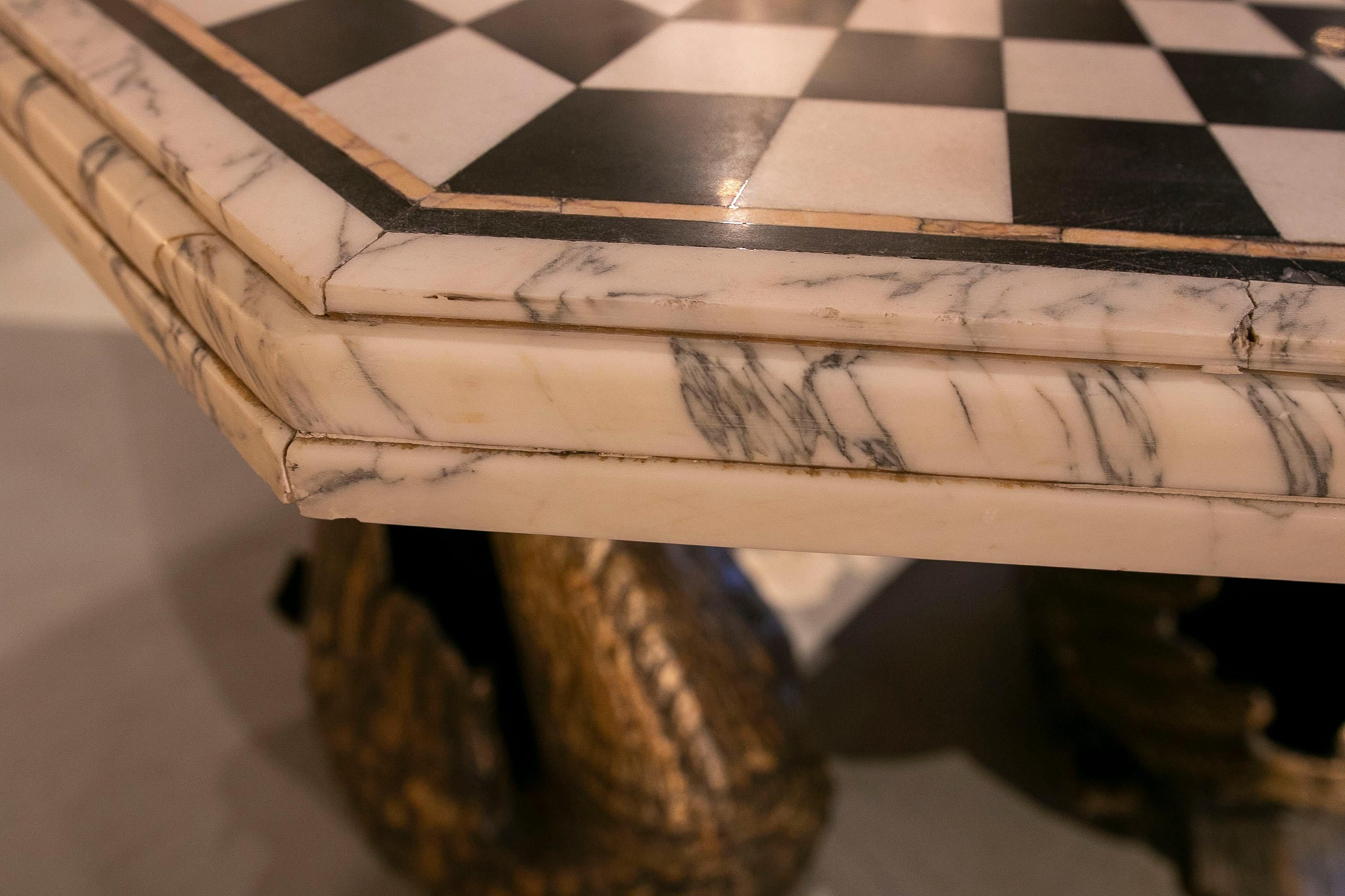 Marble Table with Geometrical Stone Inlay and Bases  7