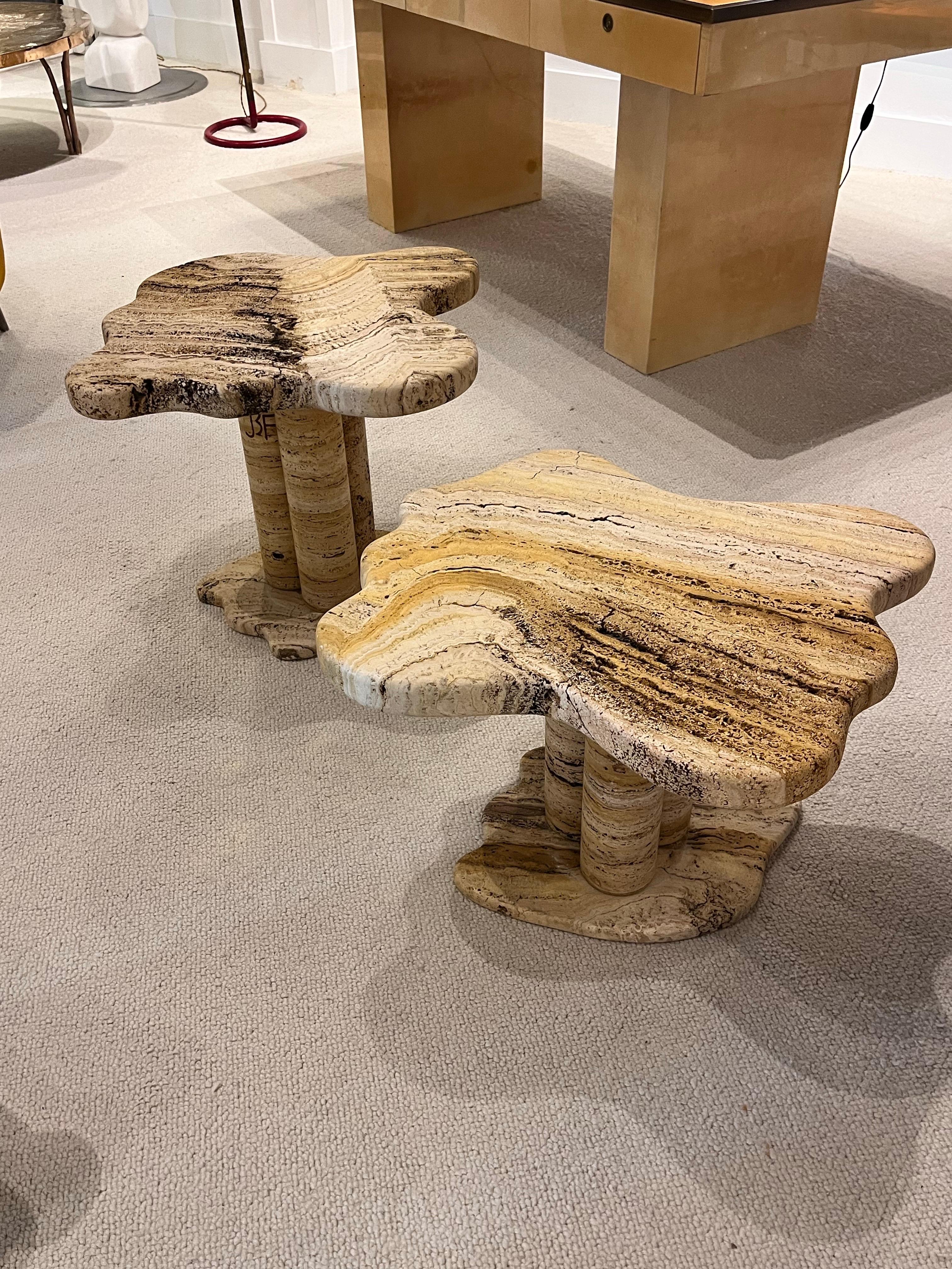 Marble  Tables By Jean Frederique Bourdier In Excellent Condition For Sale In Saint-Ouen, FR