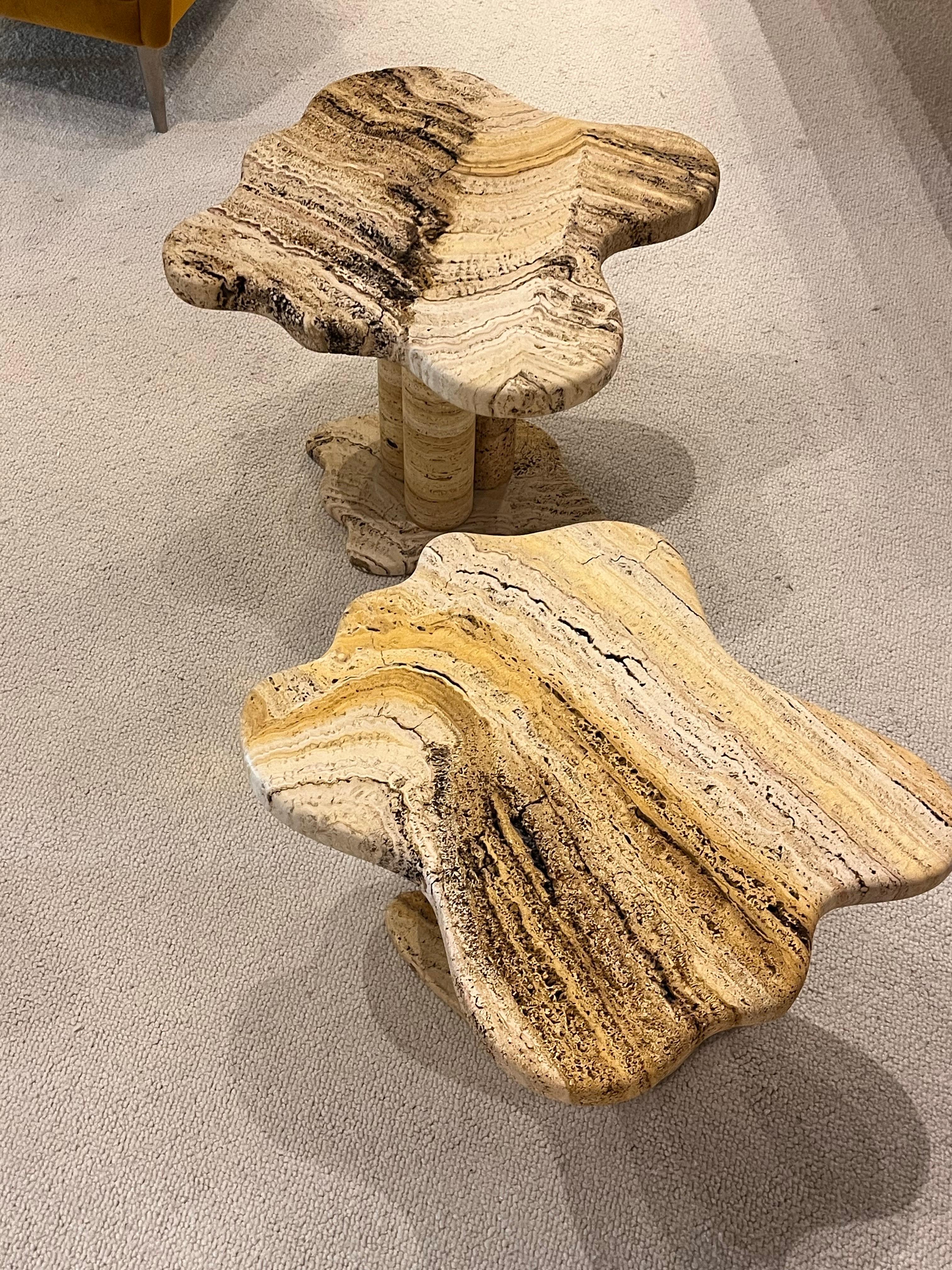 Travertine Marble  Tables By Jean Frederique Bourdier For Sale