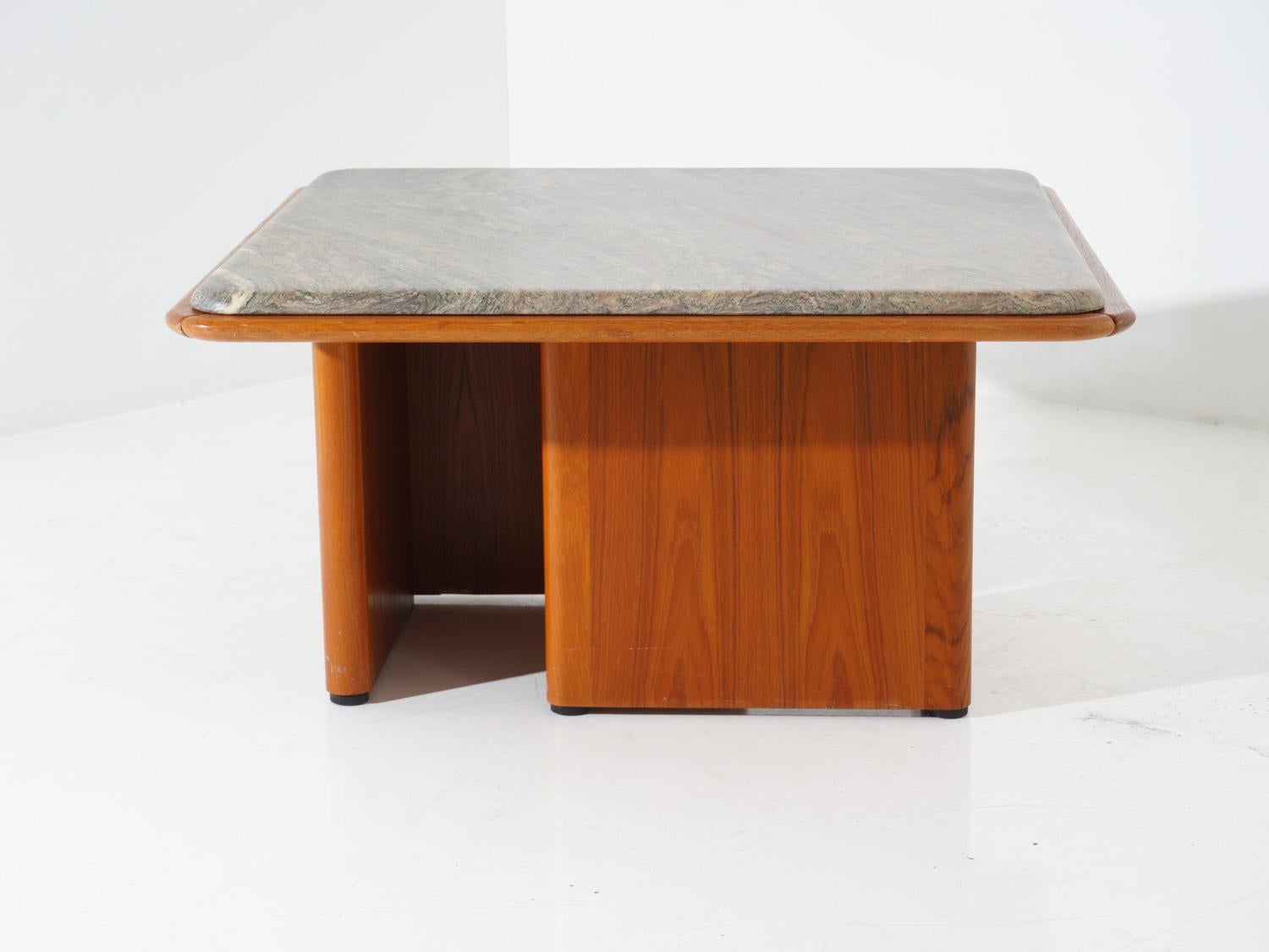 Mid-Century Modern Marble & Teak Coffee Table, 1960s For Sale